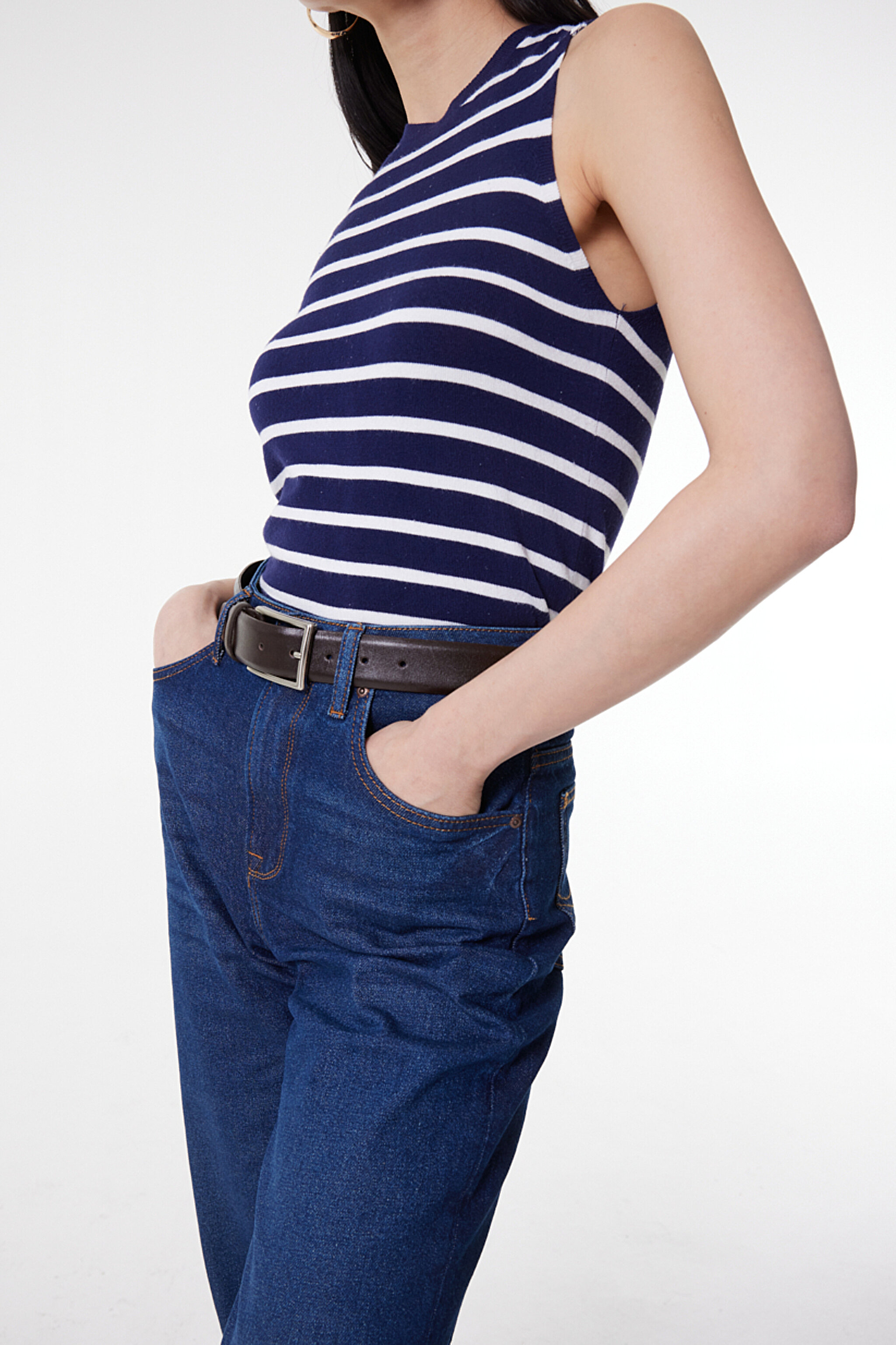 Stella Tapered Regular Fit Normal Kesim Yüksek Bel Mavi Esnek Jean Kot Pantolon - Stone-L31J01258 (görsel 4)