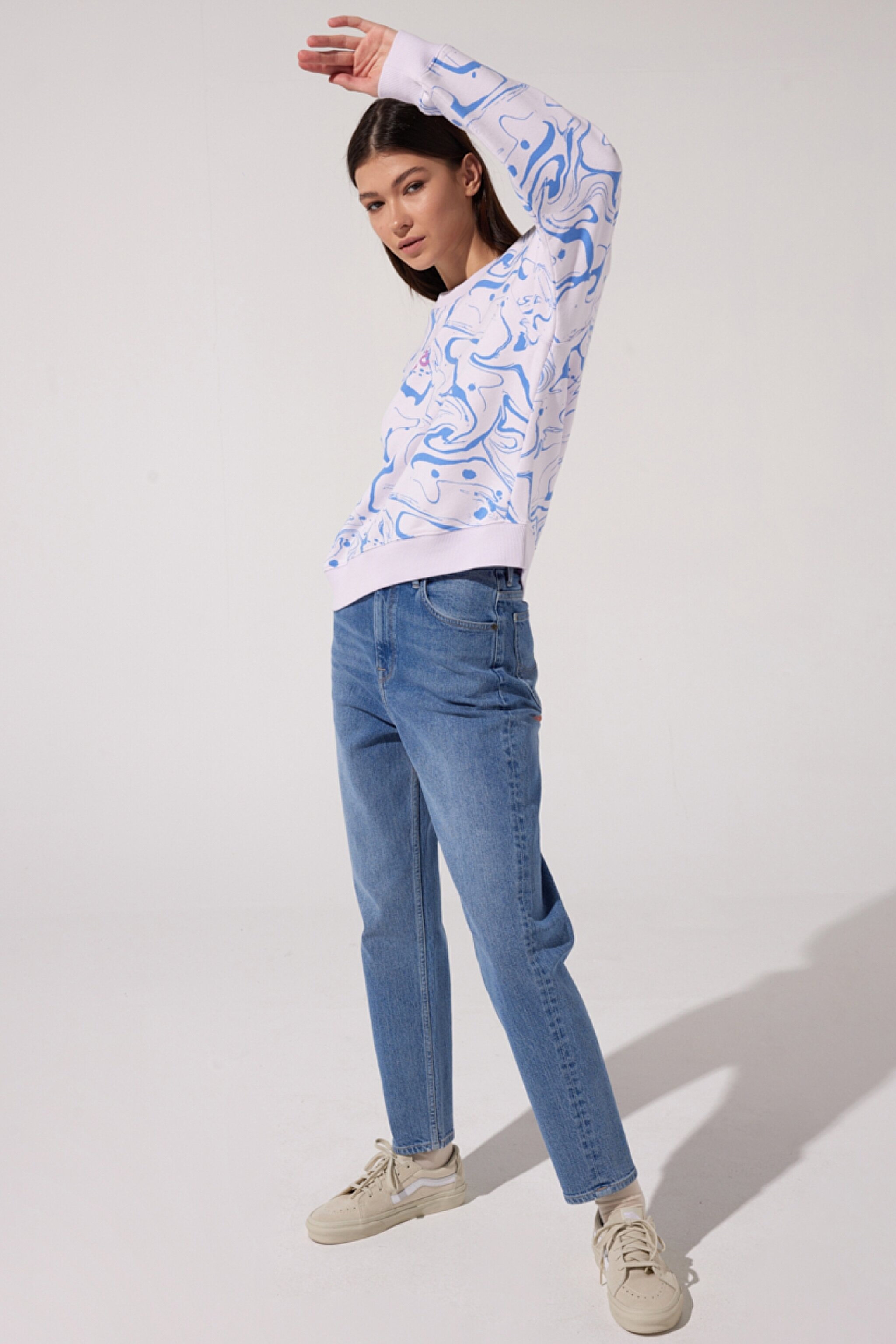 Stella Tapered Fit Çok Yüksek Bel Esnek Jean Kot Pantolon - Mid Wash-L31JHGC05 (görsel 4)