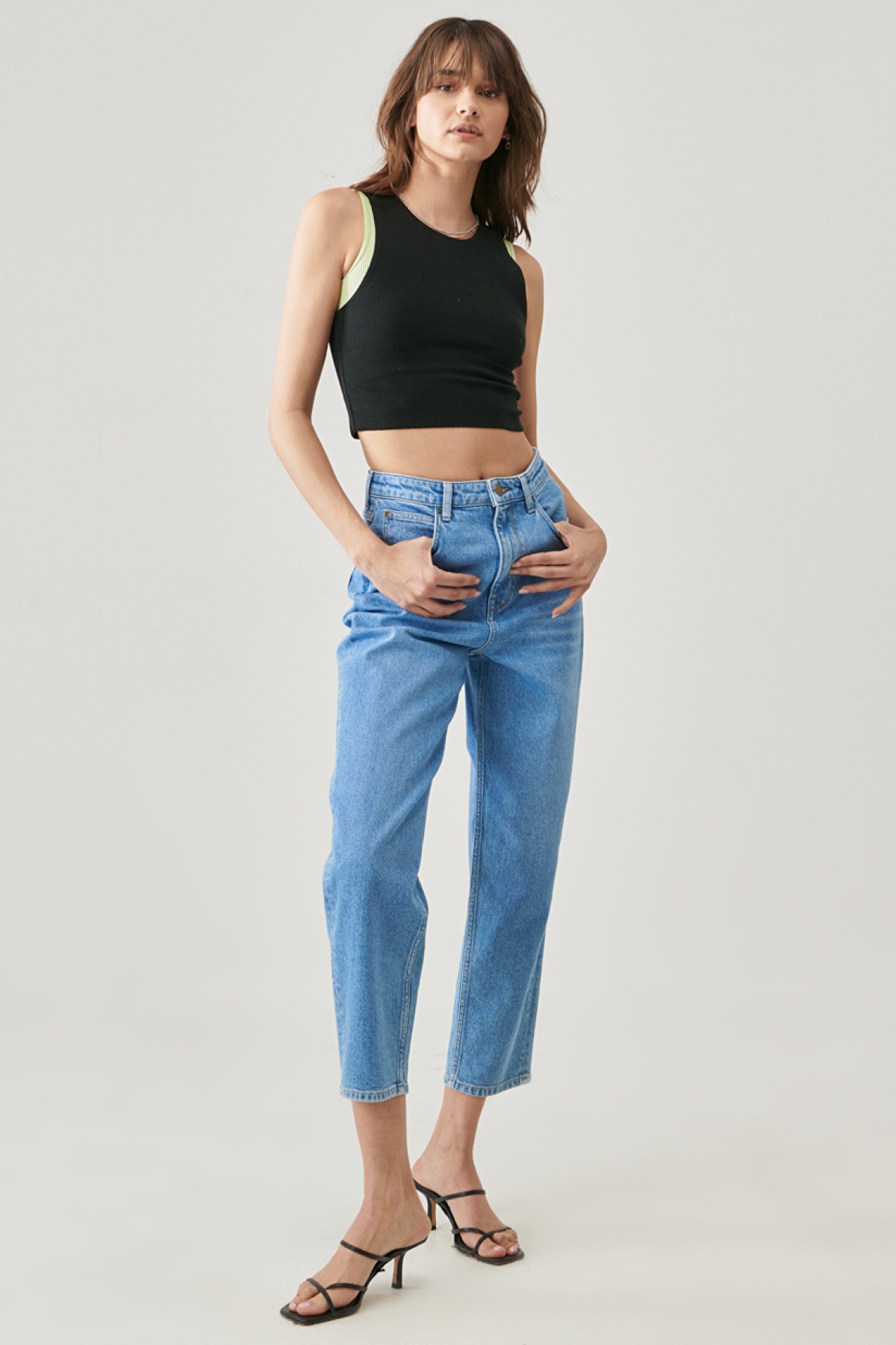 Stella Tapered Fit Çok Yüksek Bel Esnek Jean Pantolon - Mid Alton-L31JOWVI (görsel 2)