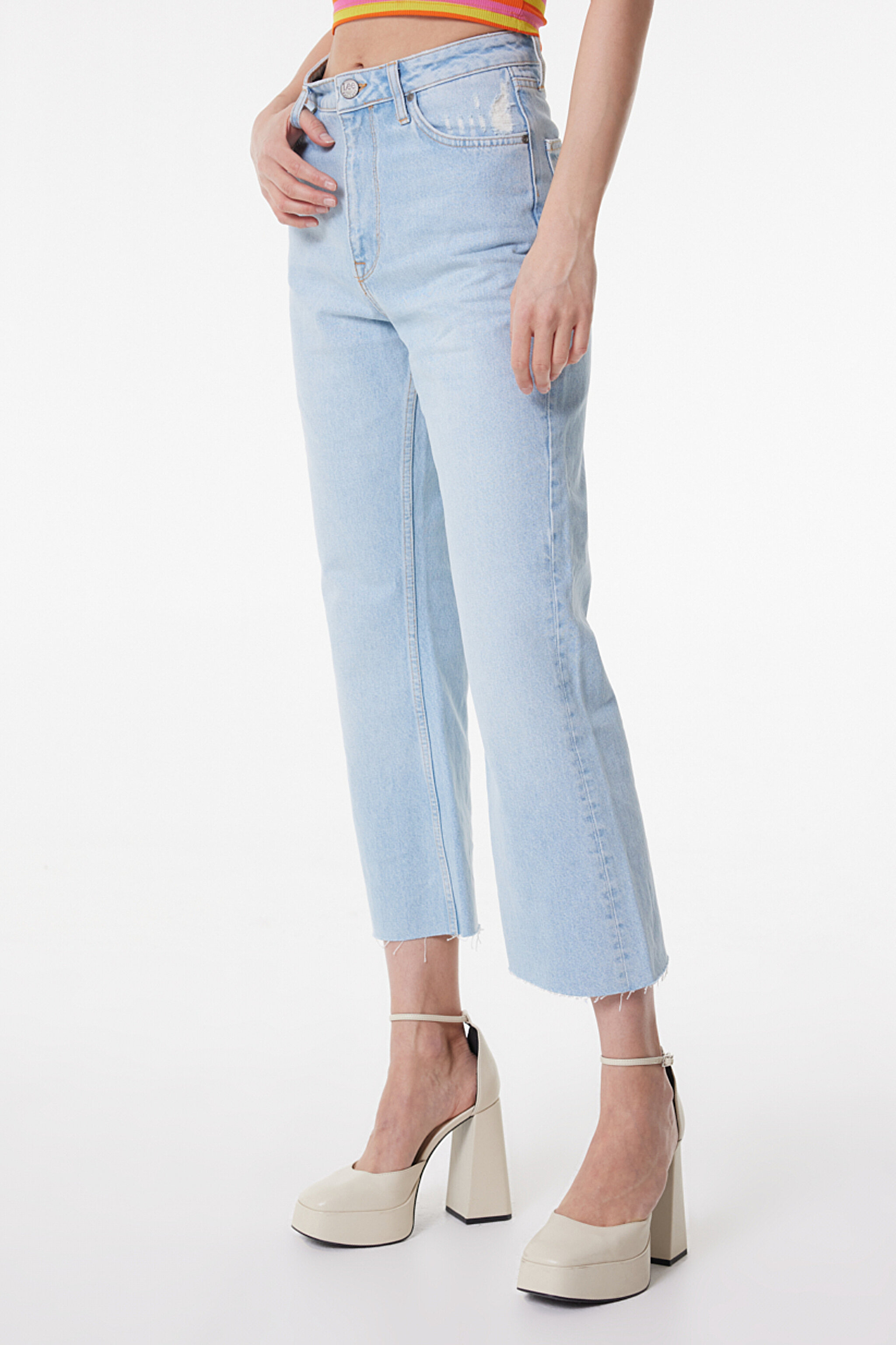 Stella A Line Fit %100 Pamuk Çok Yüksek Bel İspanyol Paça Jean Kot Pantolon - Blue-L31S002400 (görsel 3)