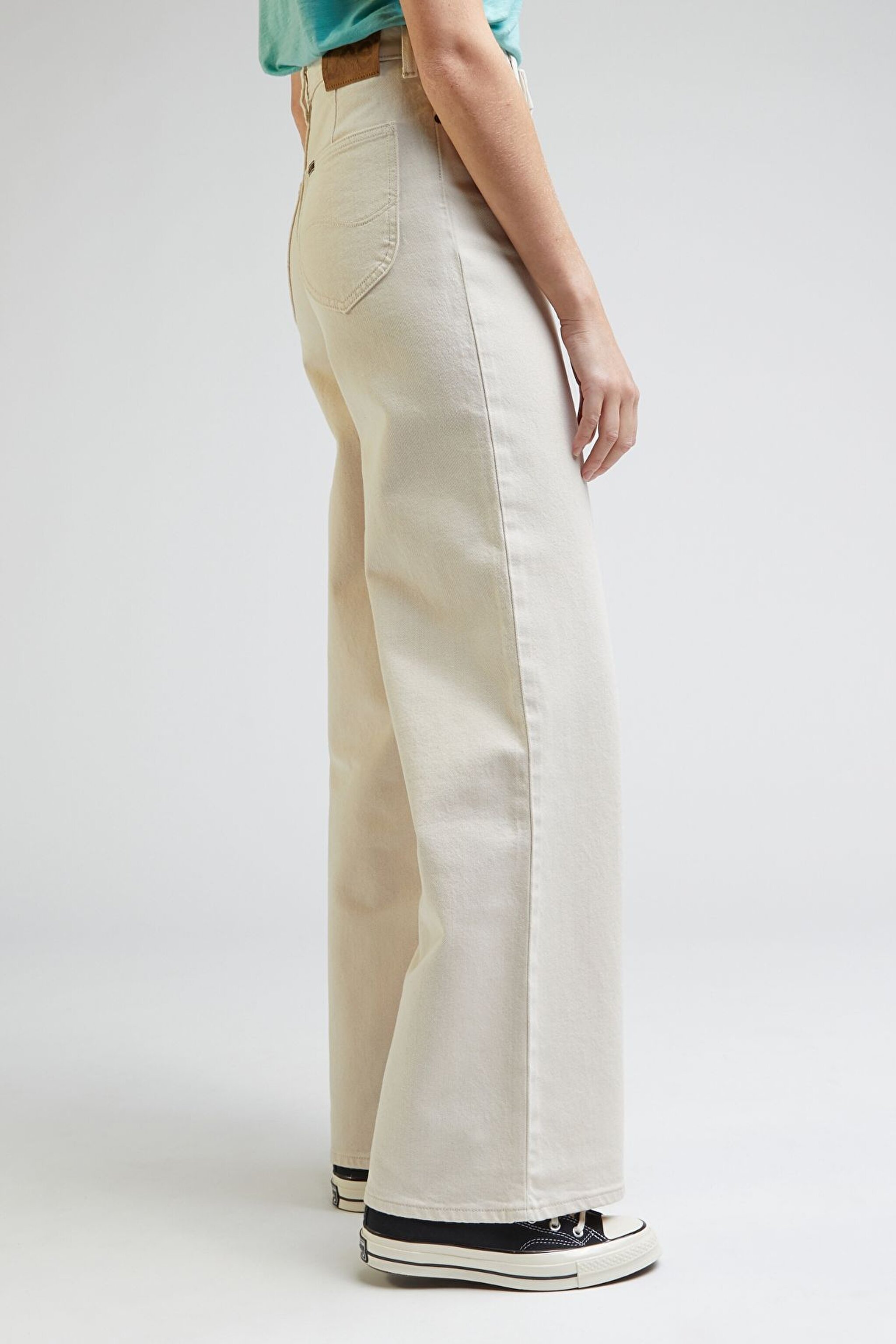 Stella A Line Fit Yüksek Bel Geniş Paça Ekru Esnek Jean Kot Pantolon - Ecru-L31SGVDN (görsel 3)