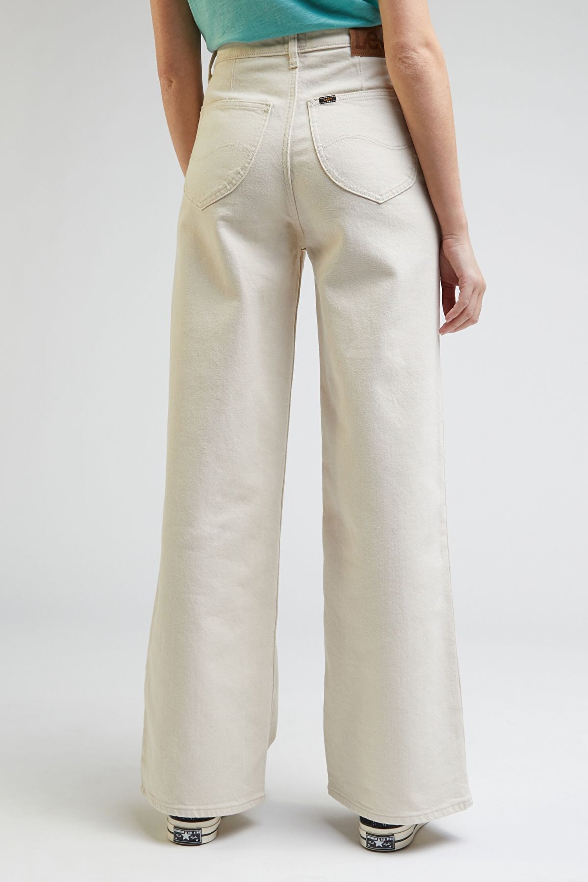 Stella A Line Fit Yüksek Bel Geniş Paça Ekru Esnek Jean Kot Pantolon - Ecru-L31SGVDN (görsel 4)