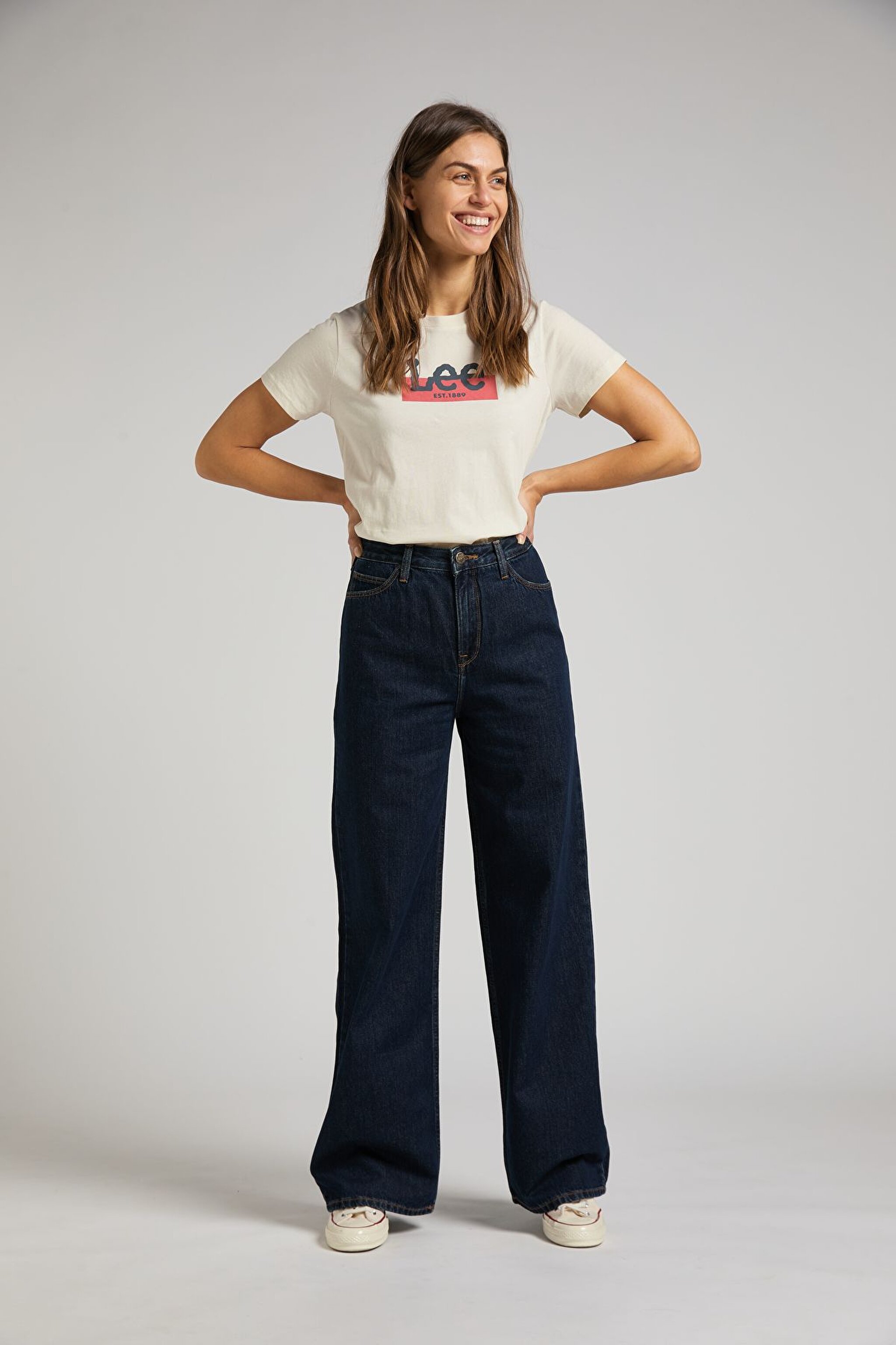 Stella A Line Fit Yüksek Bel Geniş Paça Jean Kot Pantolon - Dark Stone-L31SJLAS (görsel 2)