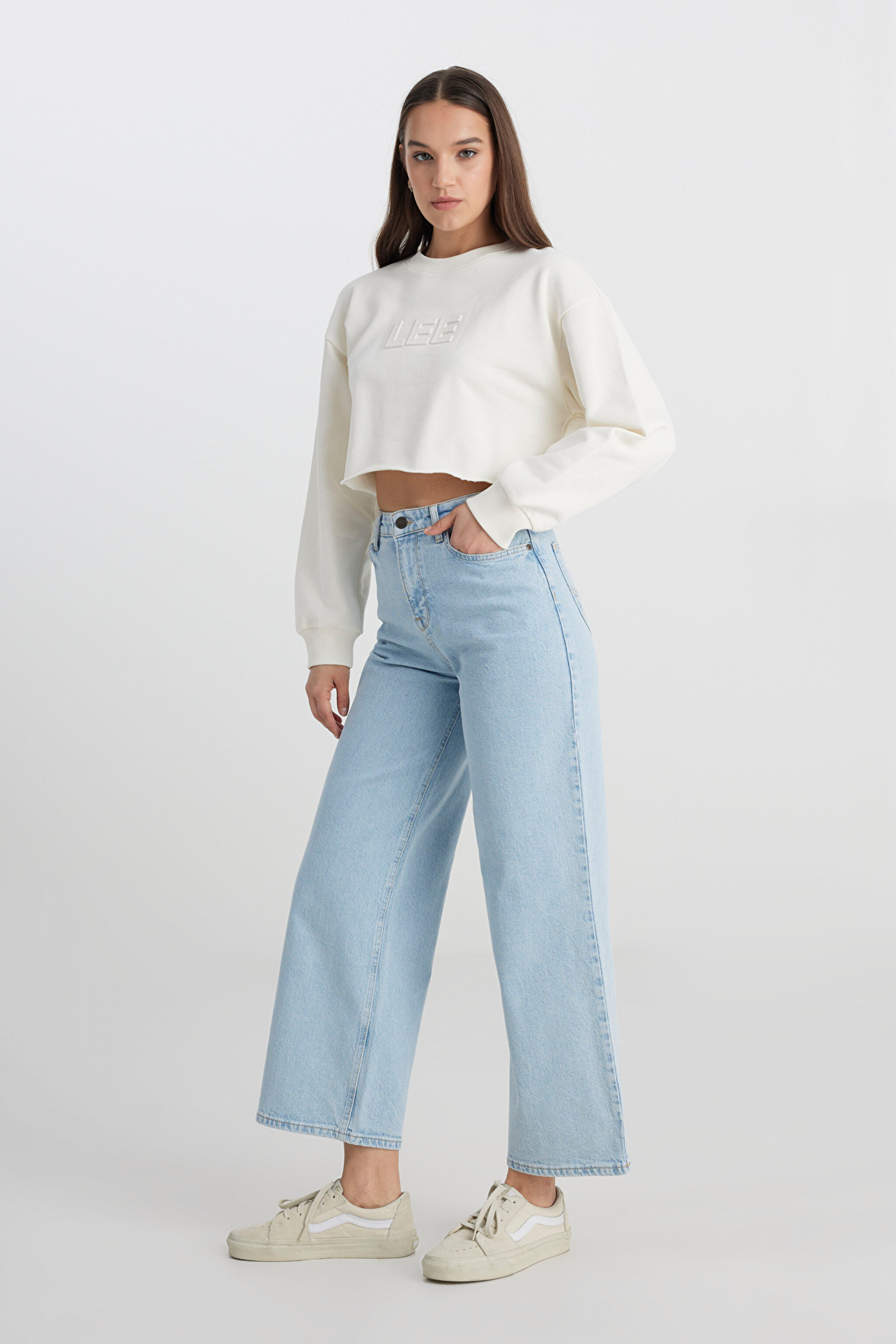 Stella A Line Fit Yüksek Bel Geniş Paça Esnek Jean Kot Pantolon - Light Alton-L31SMWJU (görsel 3)