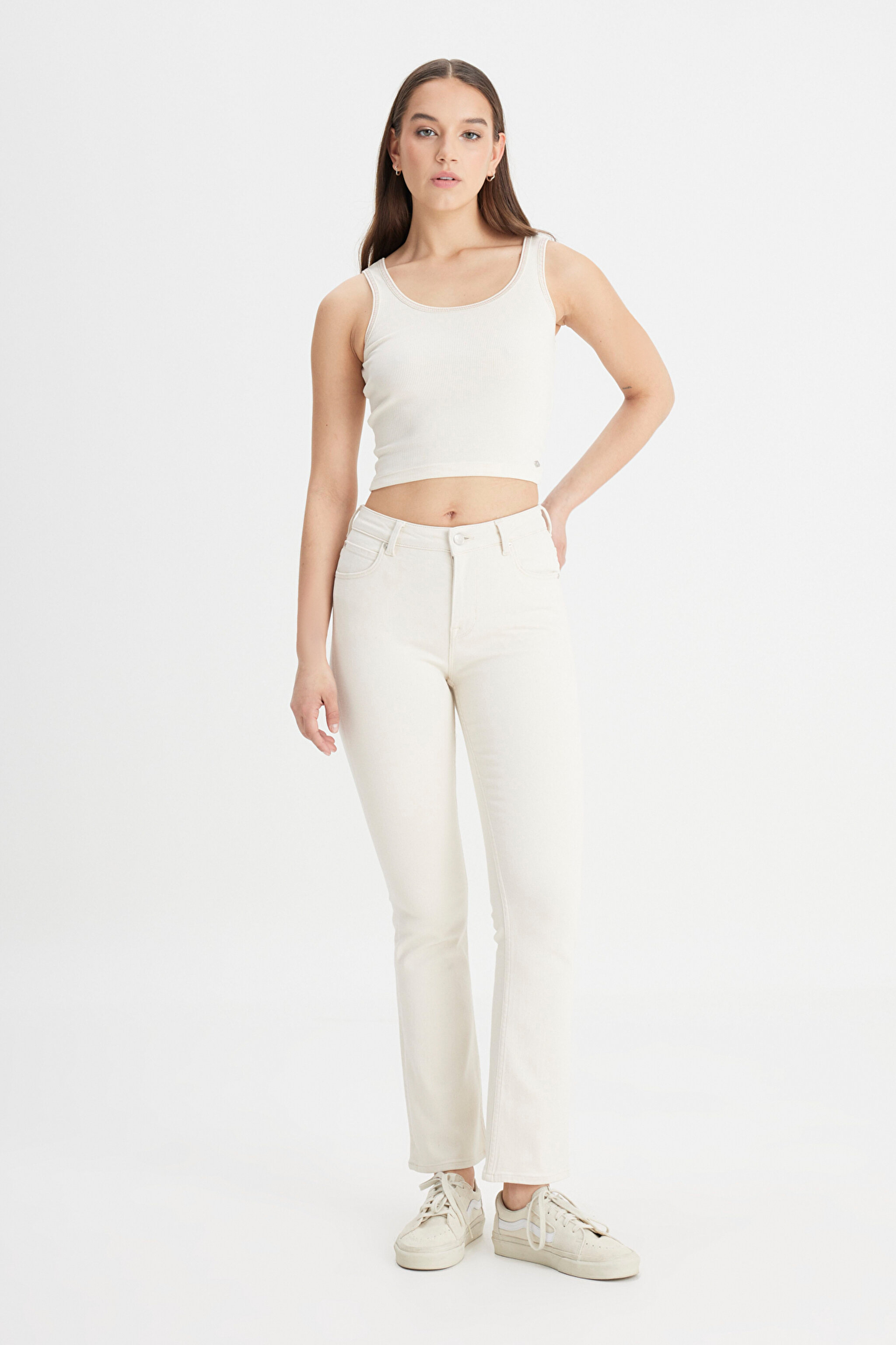 Breese Fit Dar Kesim Yüksek Bel Geniş Paça Jean Kot Pantolon - Raw-L31T20530349