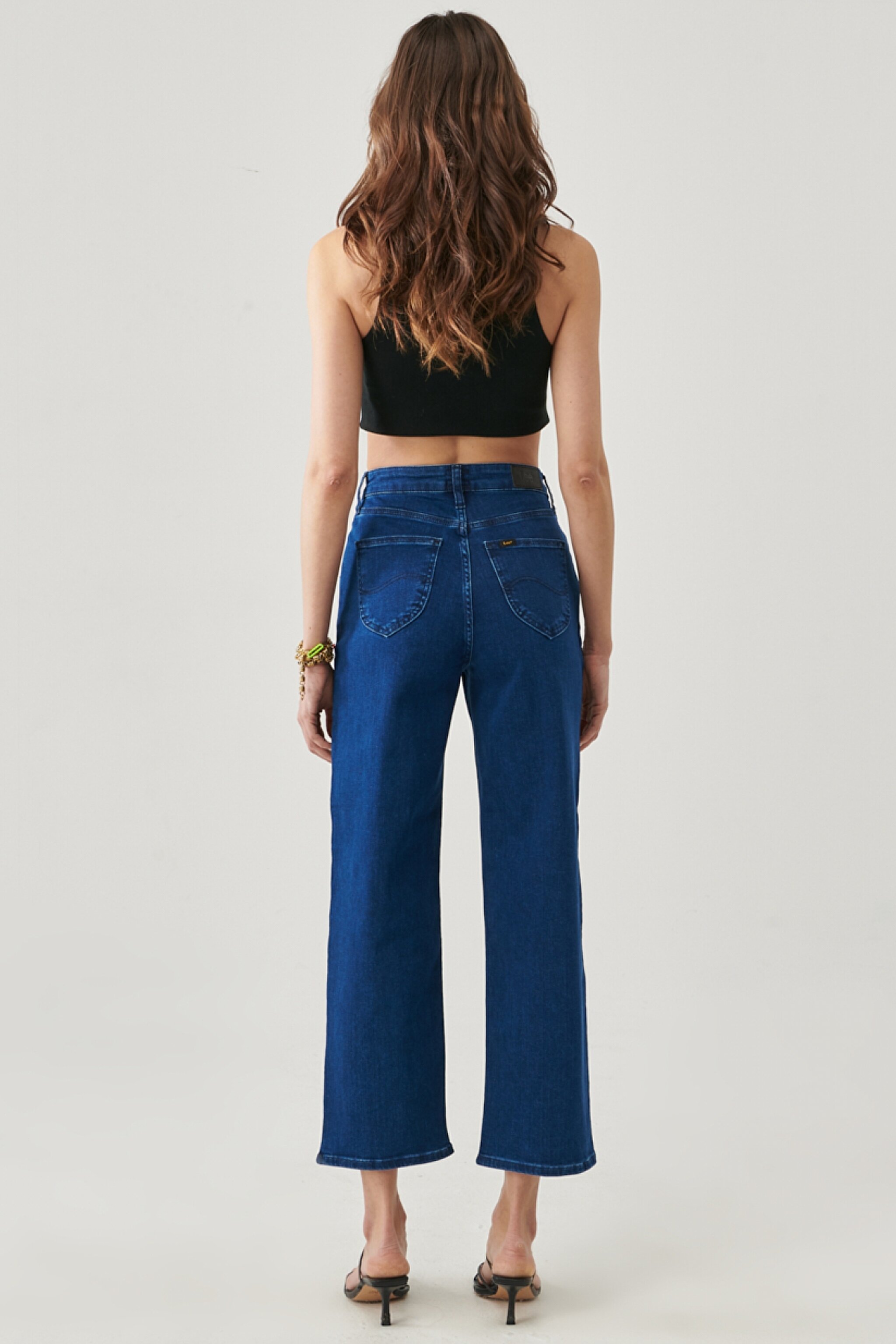 Wide Leg Fit Yüksek Bel Geniş Paça Esnek Jean Kot Pantolon - Dark Tanja-L31ZPDUE (görsel 7)