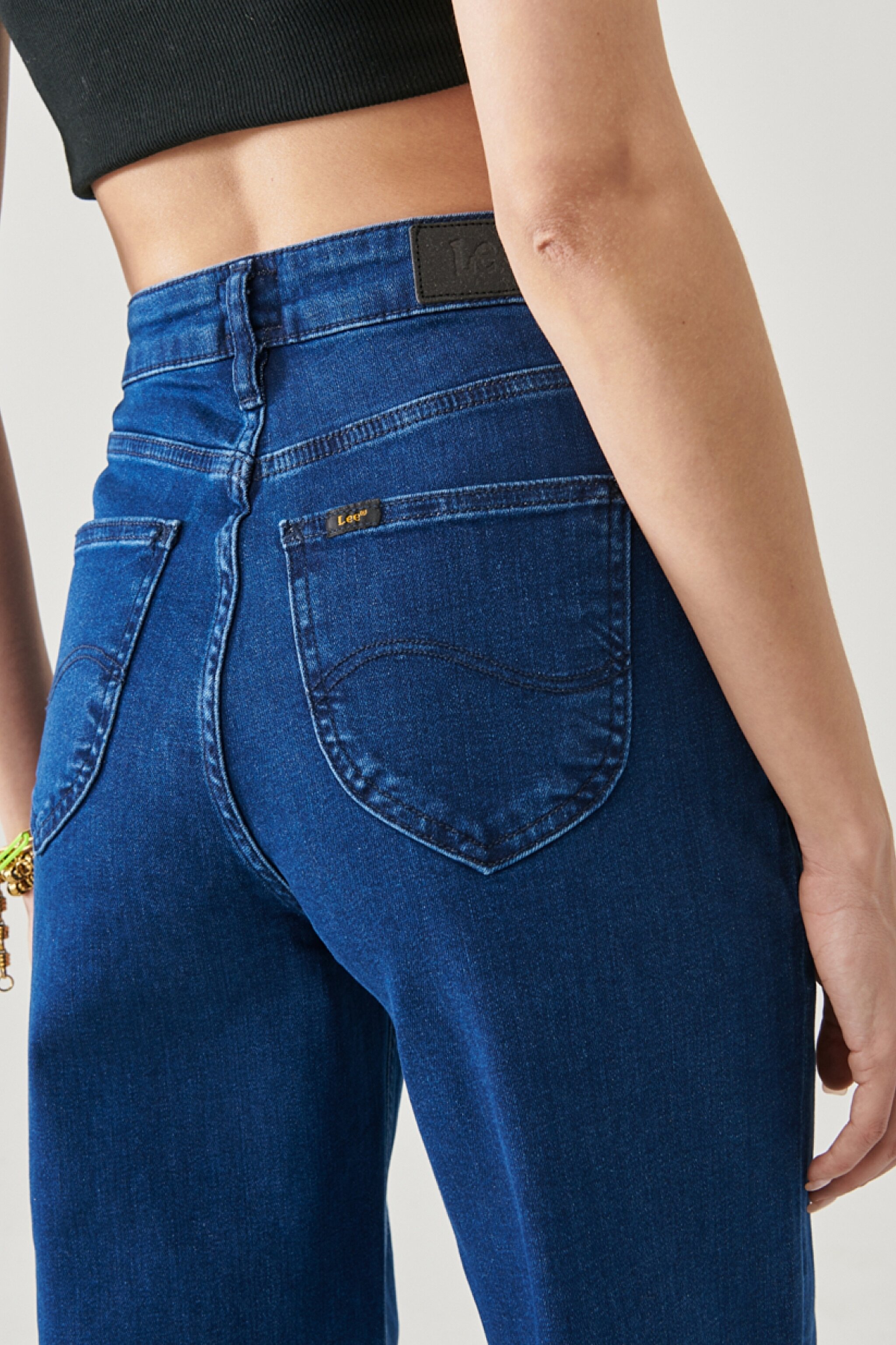Wide Leg Fit Yüksek Bel Geniş Paça Esnek Jean Kot Pantolon - Dark Tanja-L31ZPDUE (görsel 8)