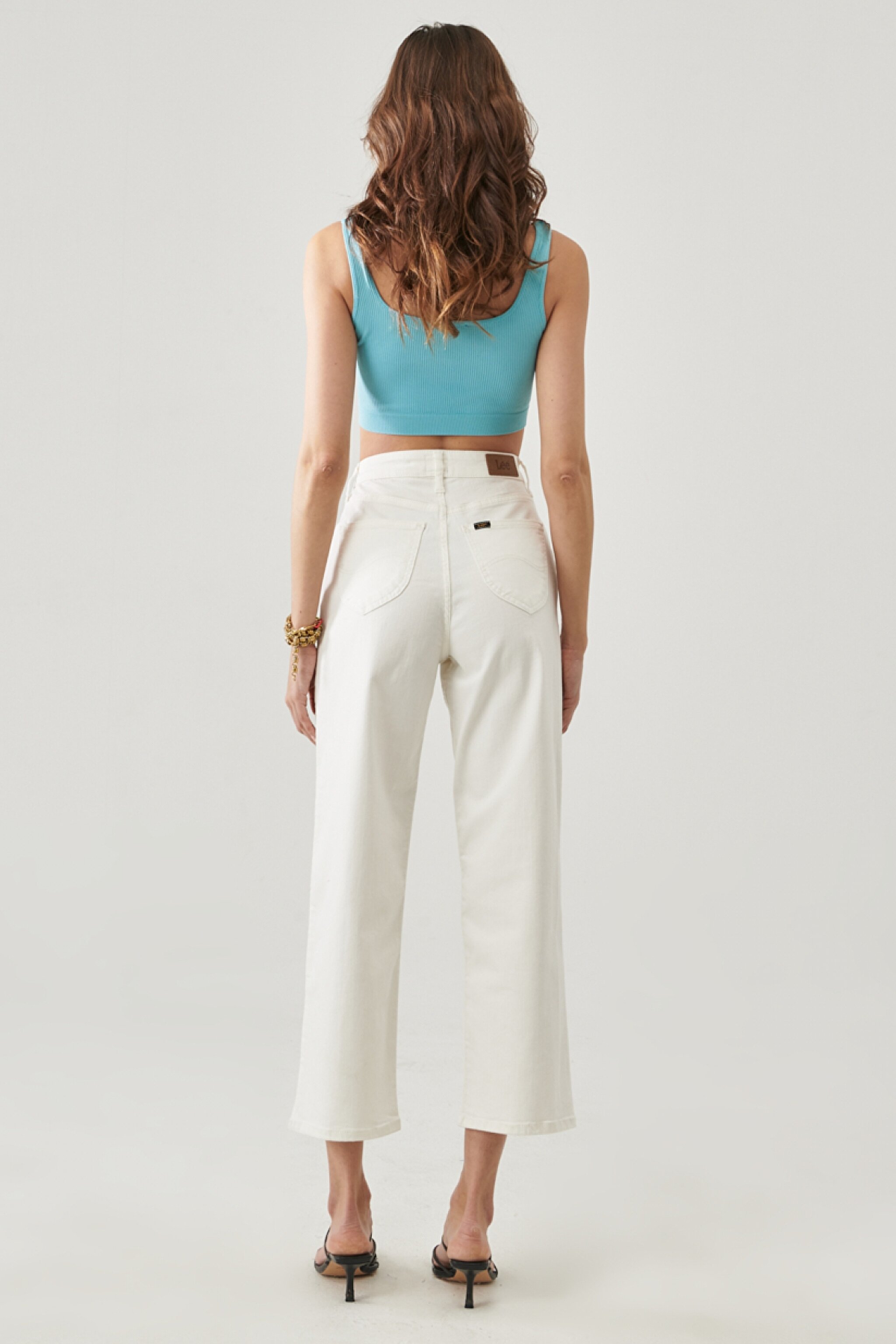 Wide Leg Fit Yüksek Bel Geniş Paça Esnek Jean Kot Pantolon - White-L31ZQW12 (görsel 7)