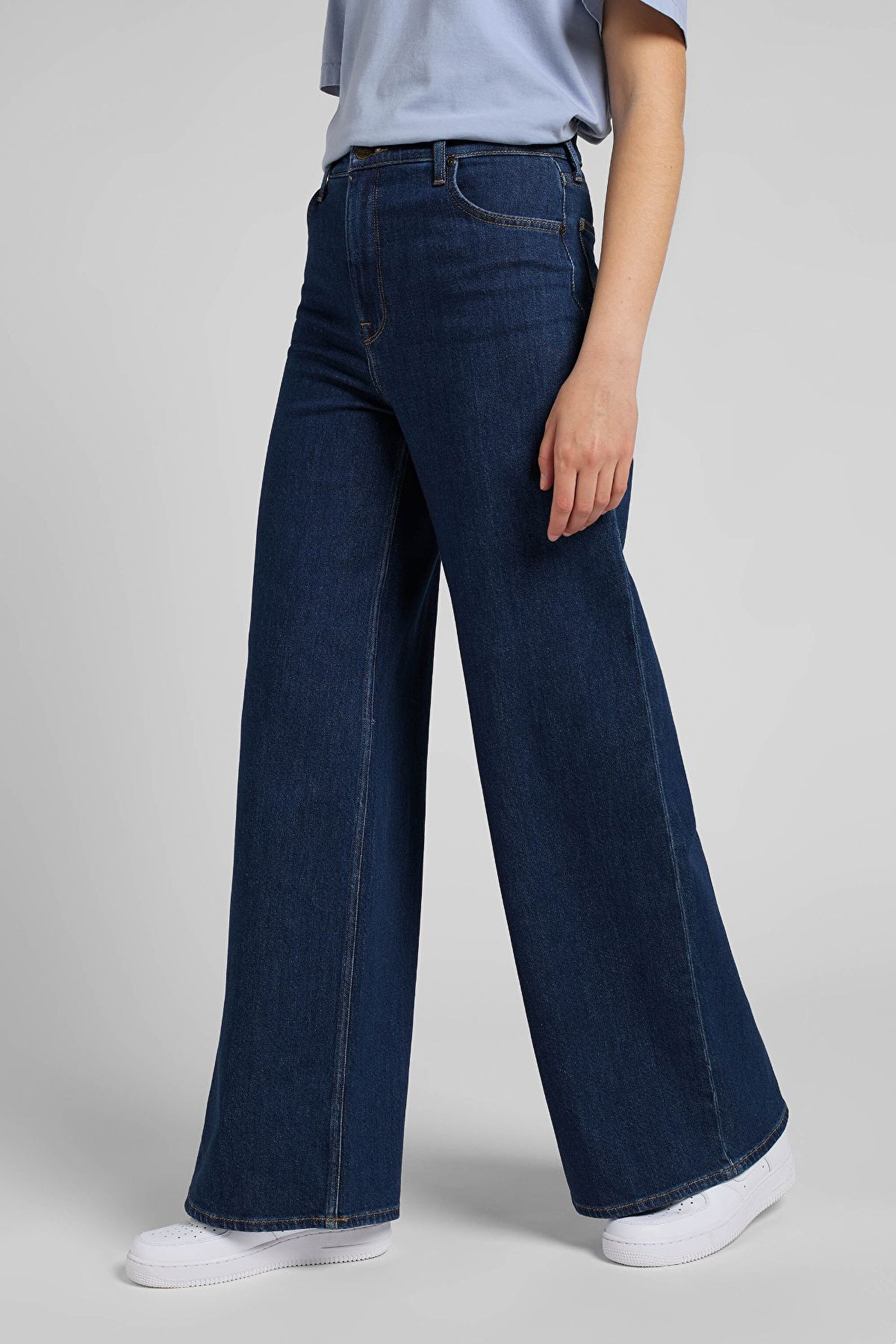 Drew Fit Çok Yüksek Bel Geniş Paça Esnek Jean Kot Pantolon - Dark Hydro-L32ABTKQ