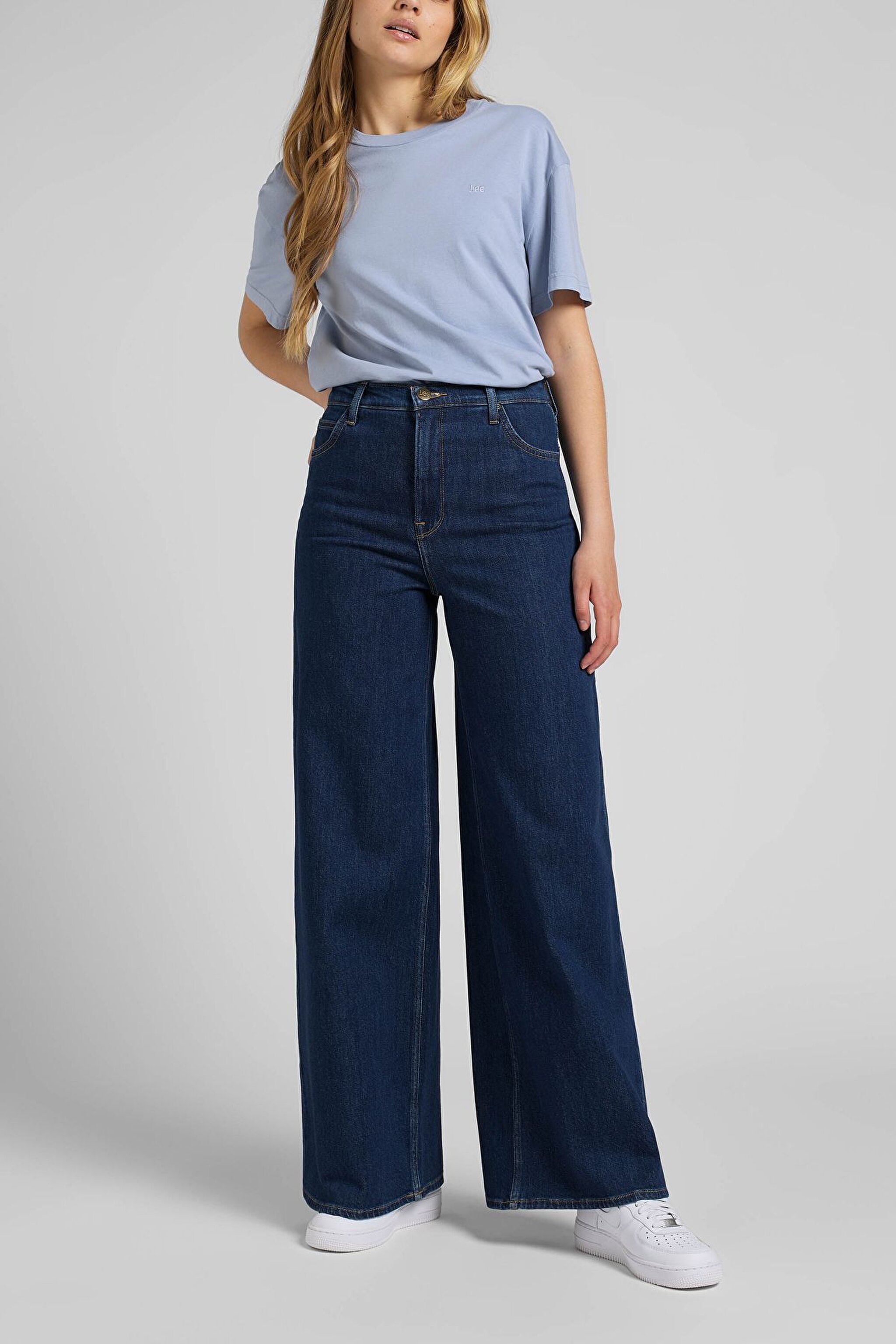 Drew Fit Çok Yüksek Bel Geniş Paça Esnek Jean Kot Pantolon - Dark Hydro-L32ABTKQ (görsel 2)