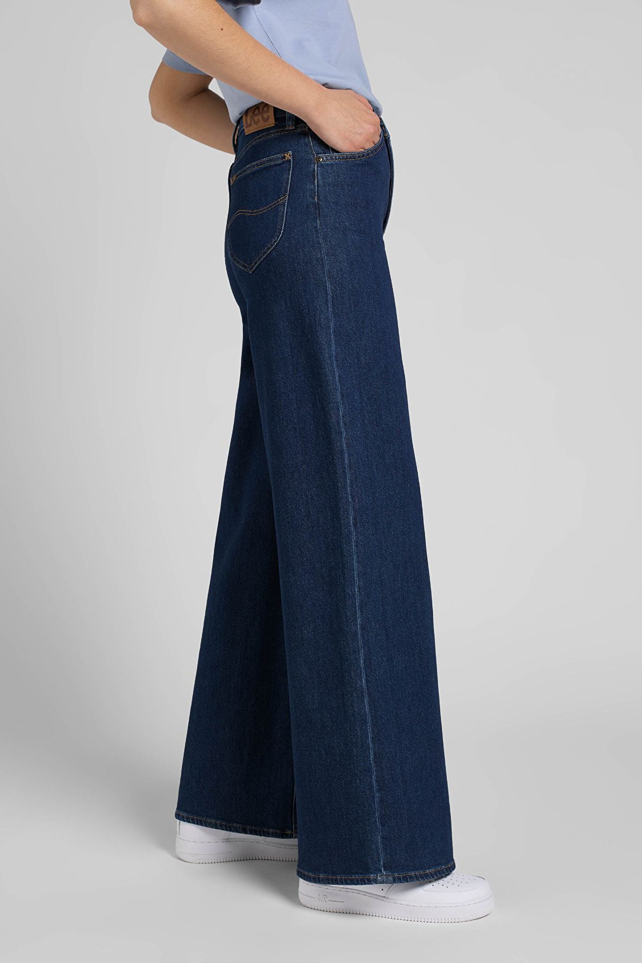 Drew Fit Çok Yüksek Bel Geniş Paça Esnek Jean Kot Pantolon - Dark Hydro-L32ABTKQ (görsel 3)