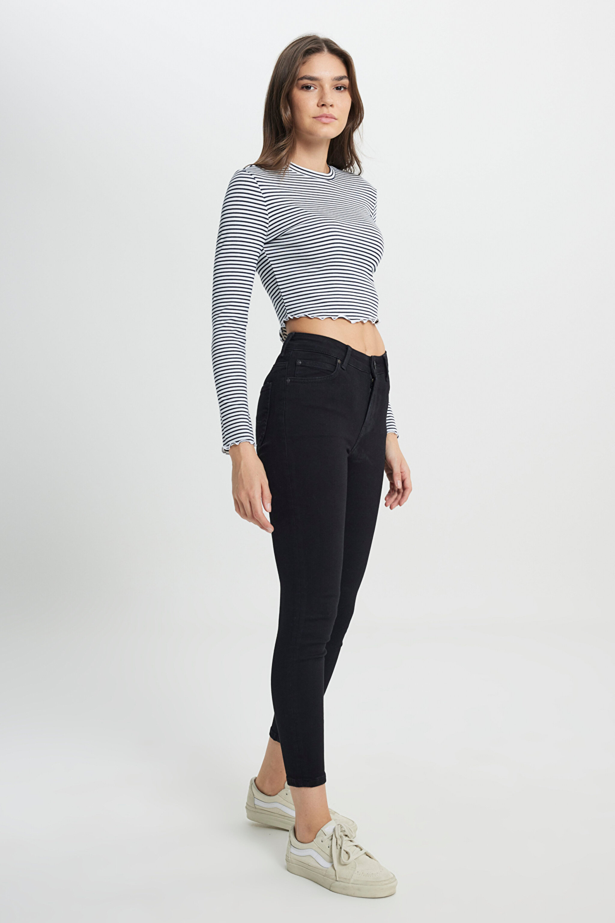 Forever Skinny Fit Dar Kesim Yüksek Bel Jean Kot Pantolon - Black Avery-L32SOZVT (görsel 2)