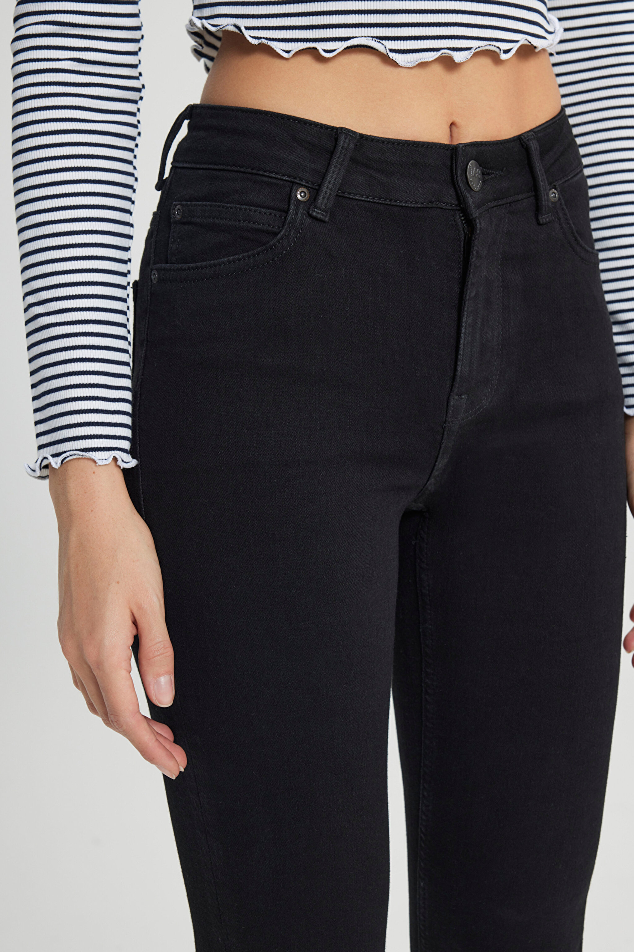 Forever Skinny Fit Dar Kesim Yüksek Bel Jean Kot Pantolon - Black Avery-L32SOZVT (görsel 6)
