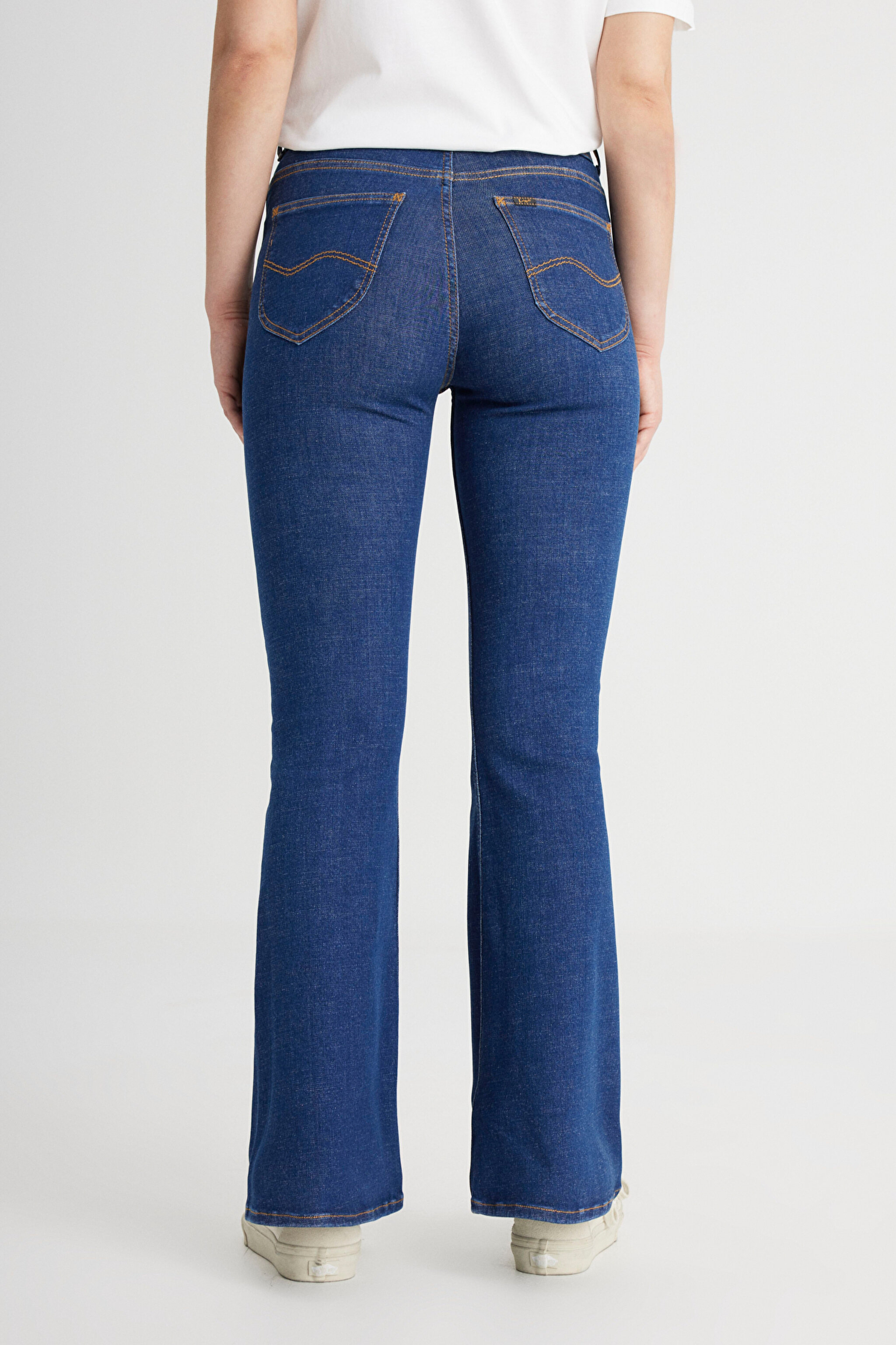 Breese Flare Fit Orta Bel İspanyol Paça Mavi Jean Kot Pantolon - Mid Blue-L32Y005XT (görsel 6)