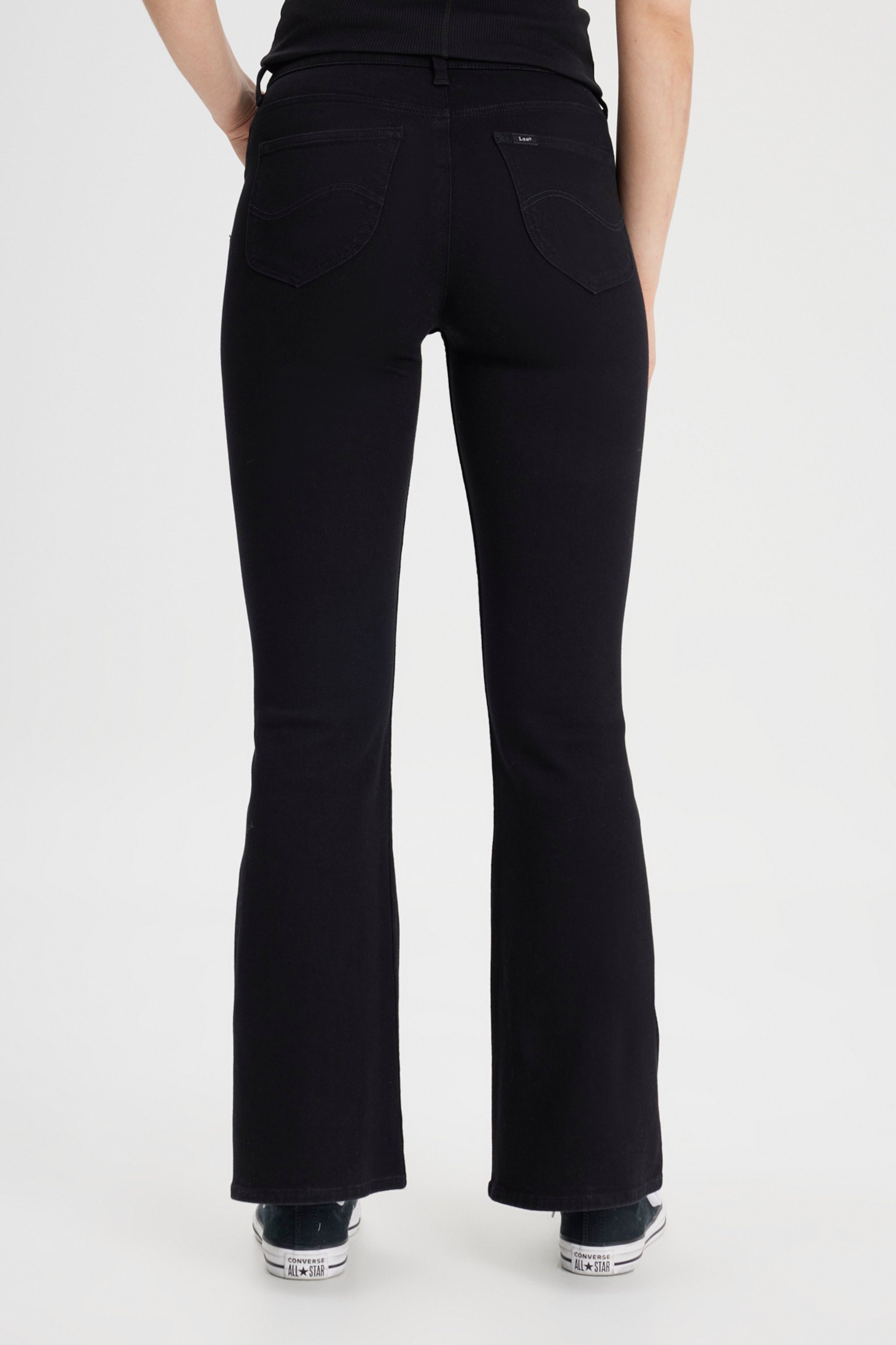 Breese Flare Fit Orta Bel İspanyol Paça Siyah Jean Kot Pantolon - Black-L32Y006001 (görsel 5)