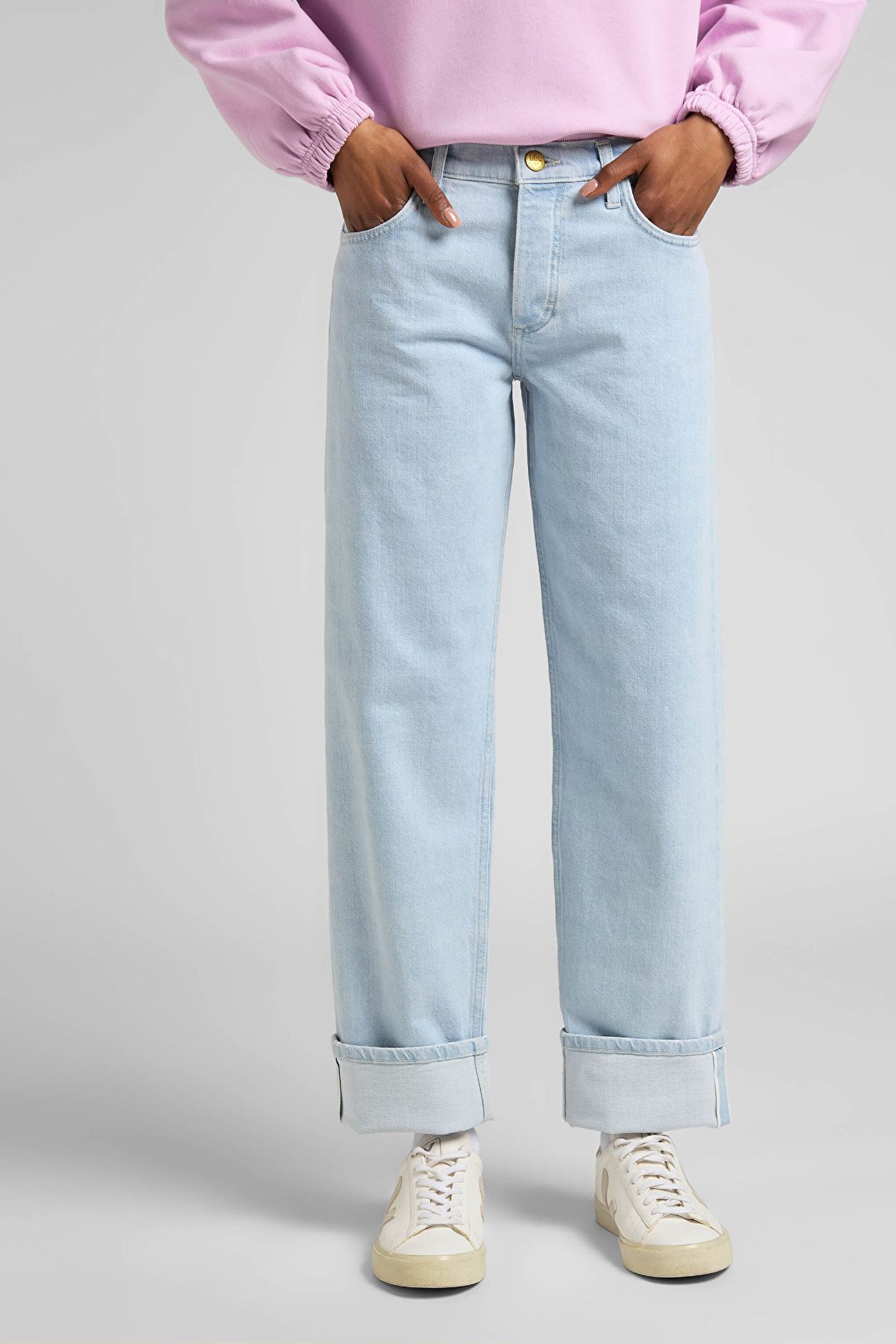 Jane Cuffed Straight Fit Yüksek Bel Jean Kot Pantolon