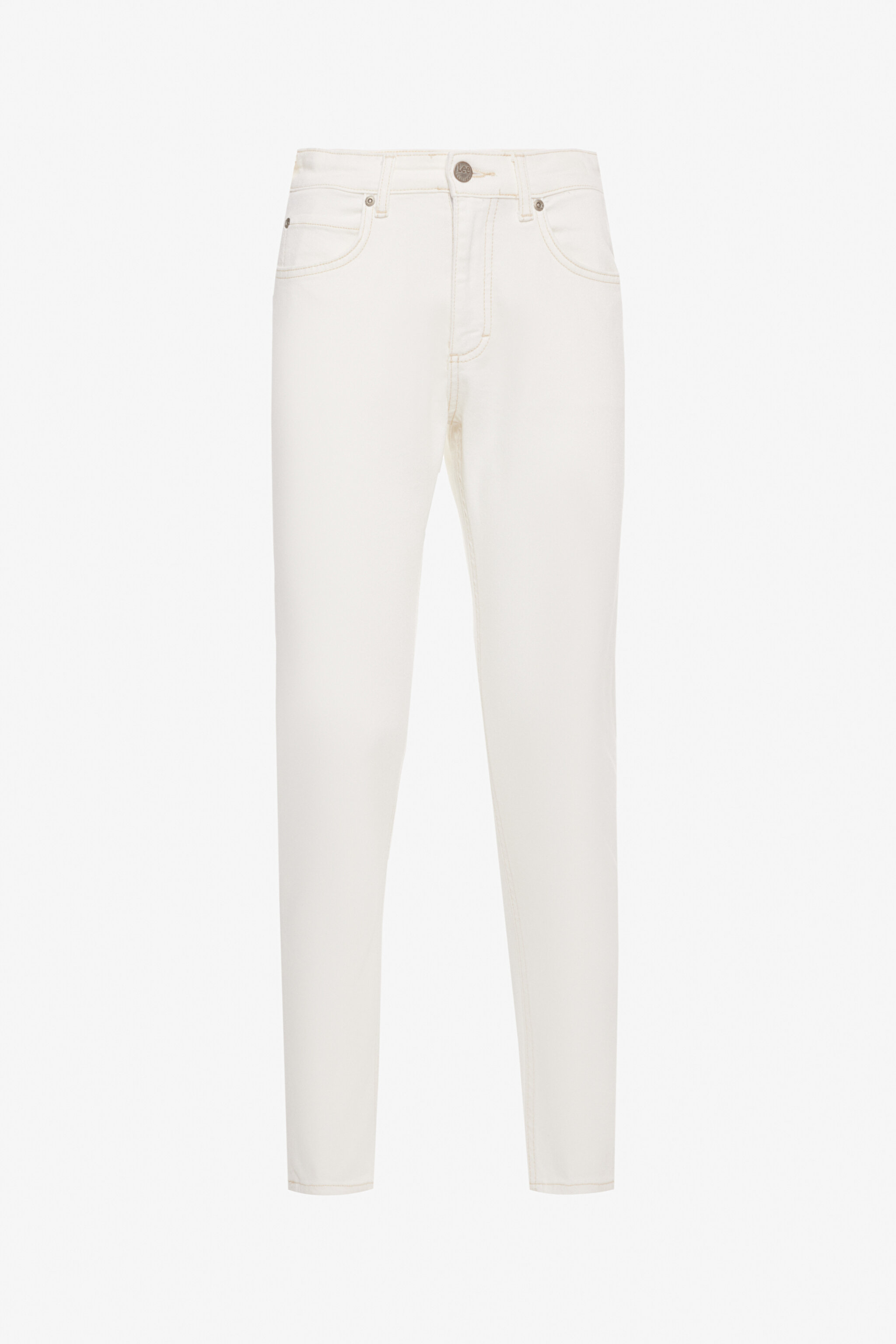 Slim Fit Dar Kesim Normal Bel Dar Paça %100 Pamuk Rider Ekru Jean Kot Pantolon - Concrete White-L34X205108F68 (görsel 7)