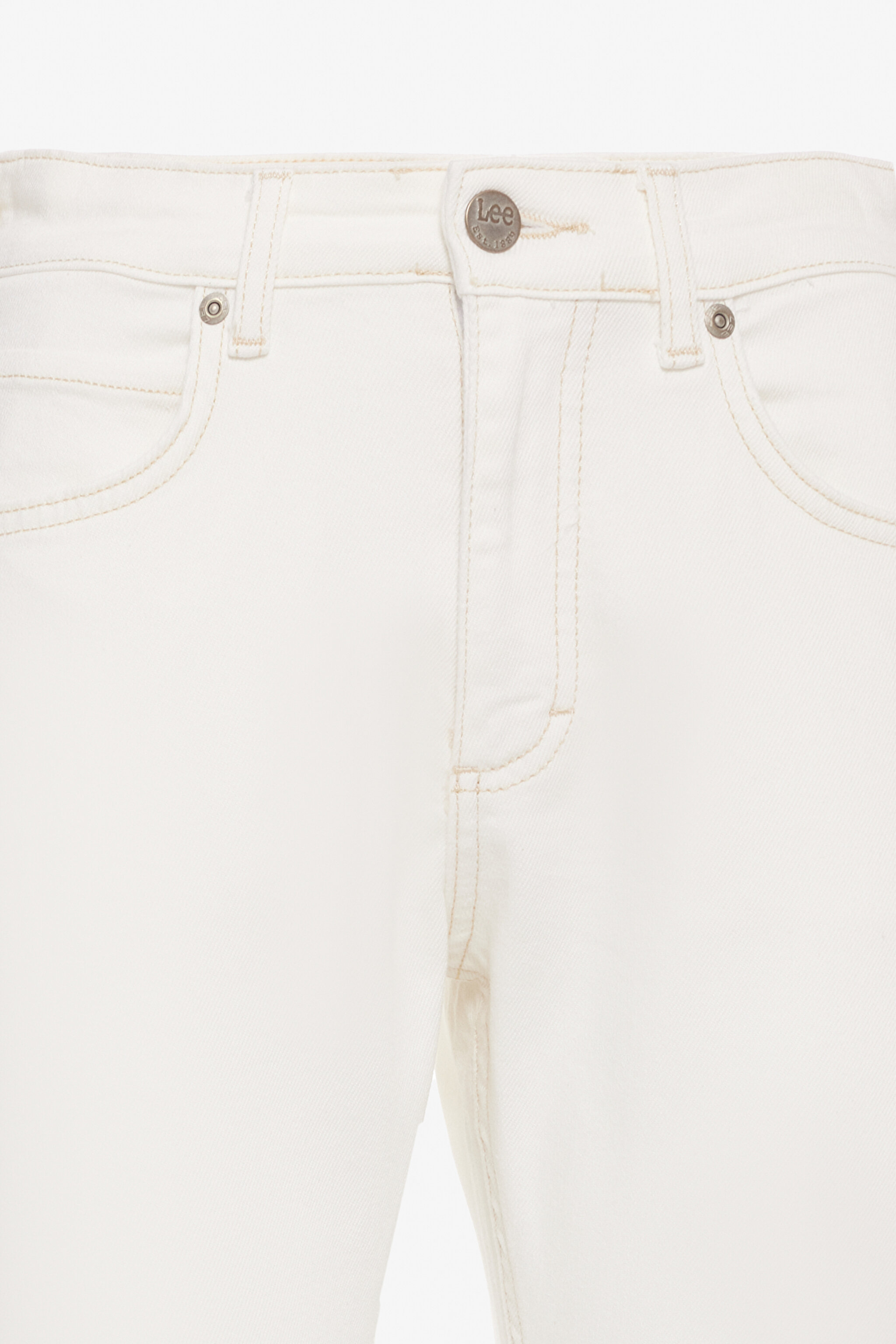 Slim Fit Dar Kesim Normal Bel Dar Paça %100 Pamuk Rider Ekru Jean Kot Pantolon - Concrete White-L34X205108F68 (görsel 9)