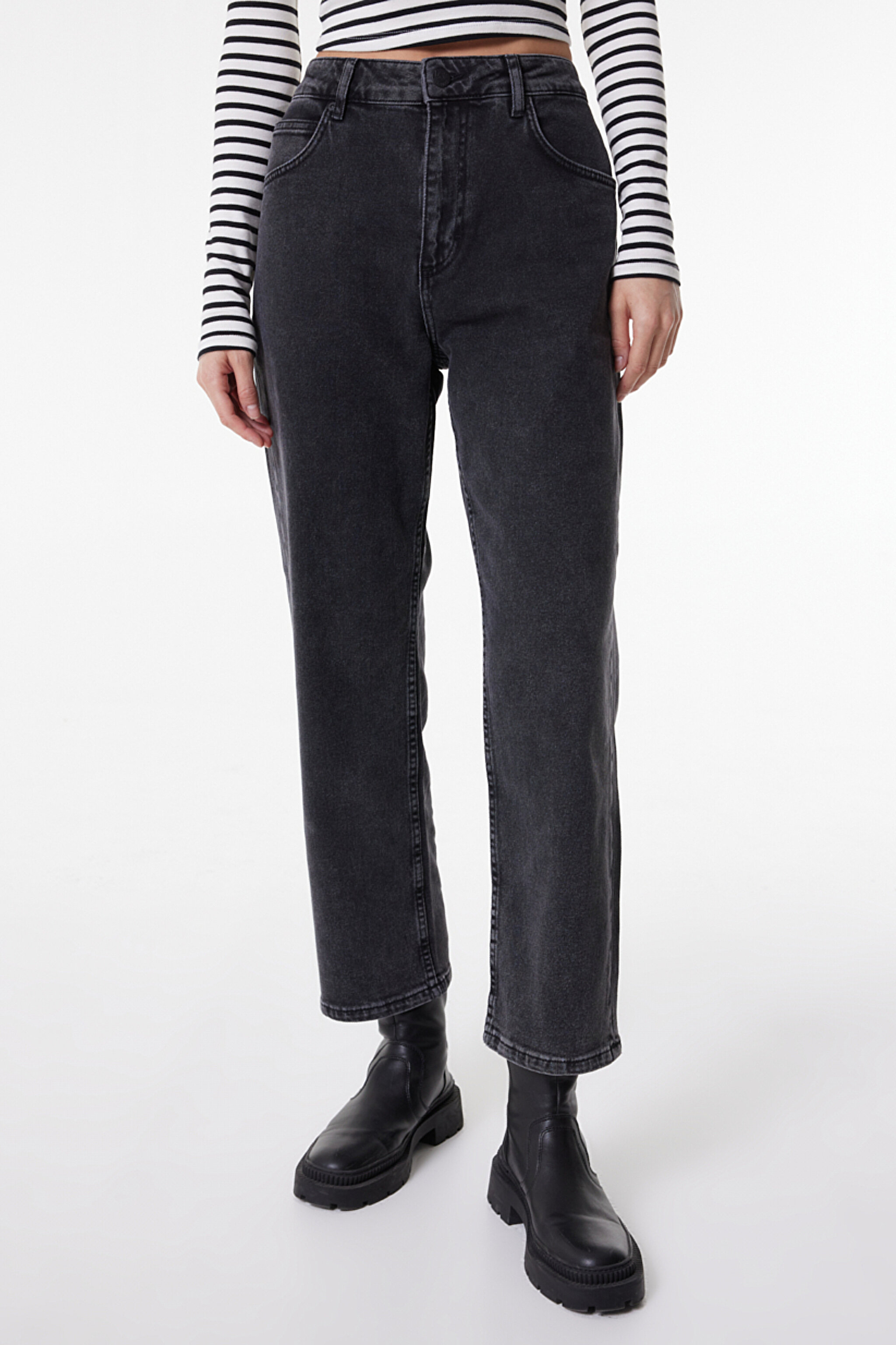 Rider Straight Fit Düz Kesim Düşük Bel Antrasit Esnek Jean Kot Pantolon
