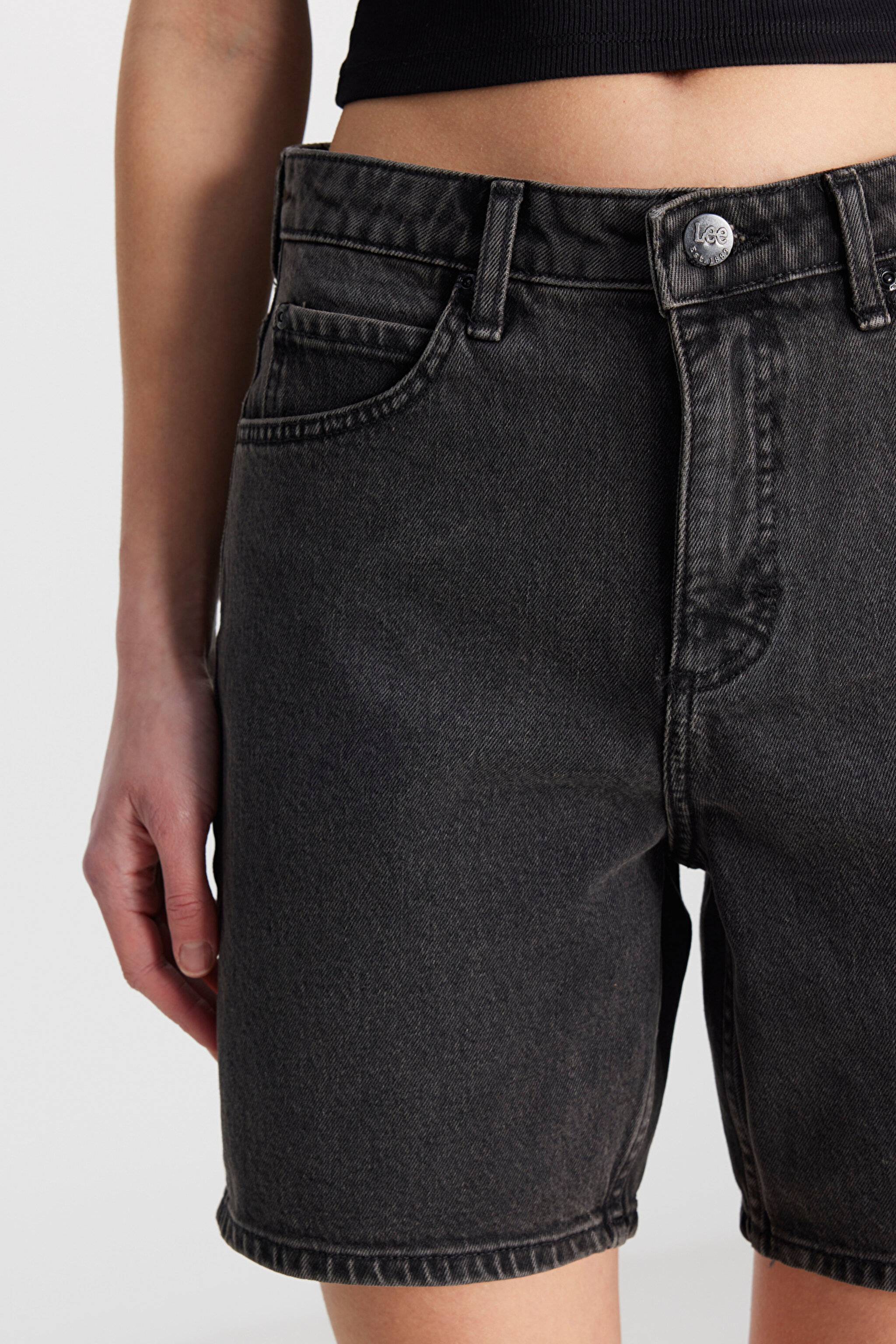 Slim Fit Dar Kesim Normal Bel Bermuda Antrasit Jean Kot Şort - Anthracite-L35O205107003 (görsel 5)