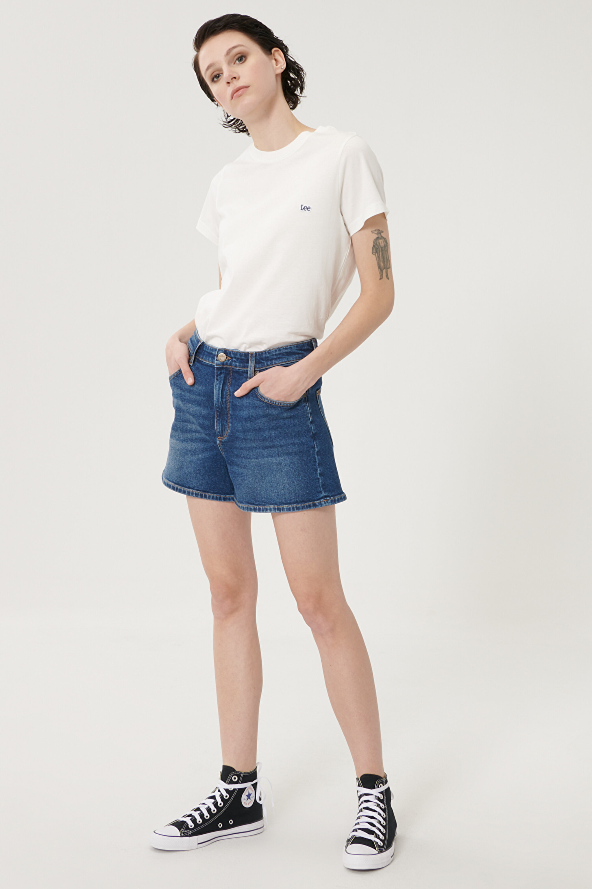 Regular Fit Normal Kesim Normal Bel Carol Koyu Mavi Jean Kot Şort - Dark Blue-L37CMWMN