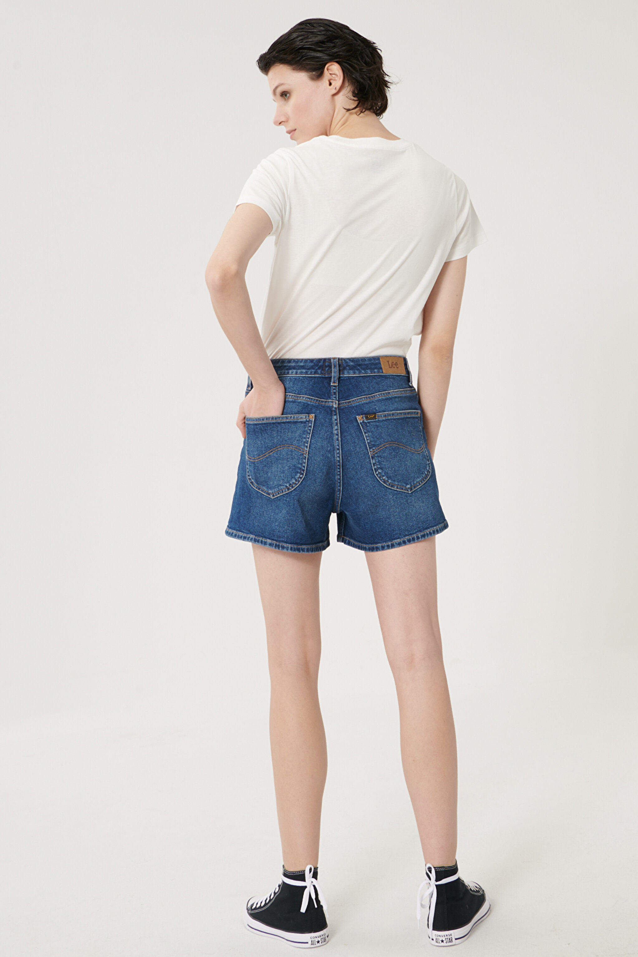 Regular Fit Normal Kesim Normal Bel Carol Koyu Mavi Jean Kot Şort - Dark Blue-L37CMWMN (görsel 3)