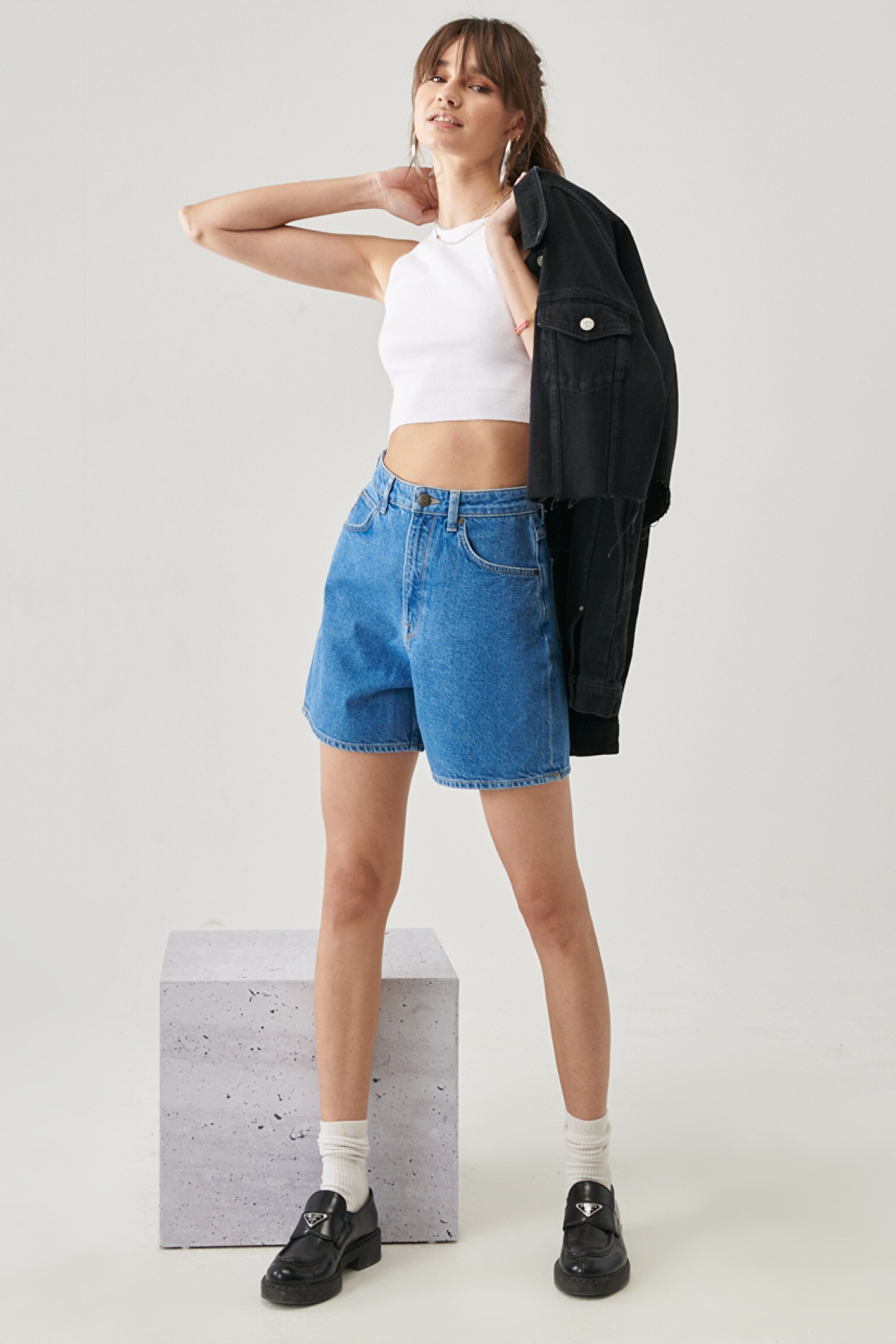 Stella Regular Fit Rahat Kesim %100 Pamuk 5 Cep Jean Şort - Stonewash Ava-L37EOMTU
