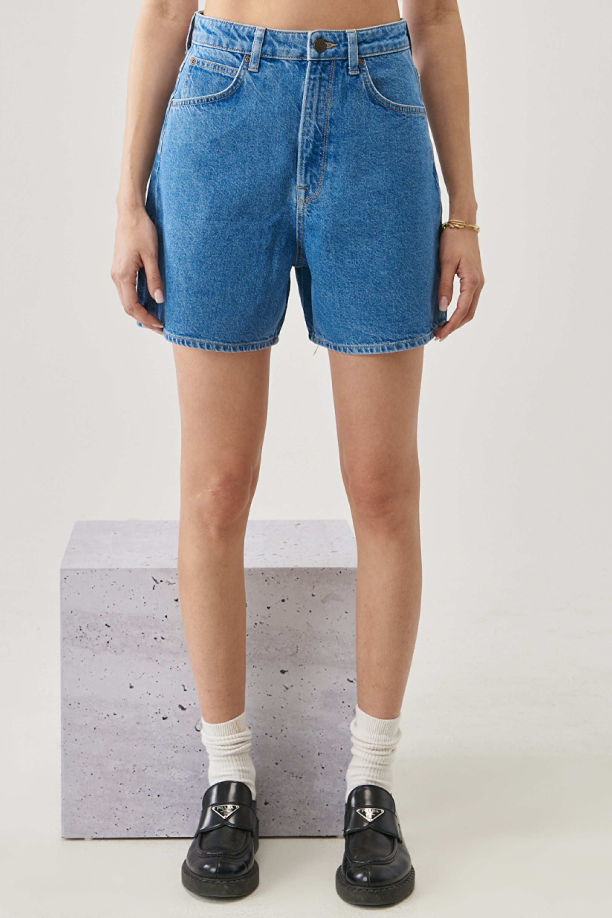 Stella Regular Fit Rahat Kesim %100 Pamuk 5 Cep Jean Şort - Stonewash Ava-L37EOMTU (görsel 2)