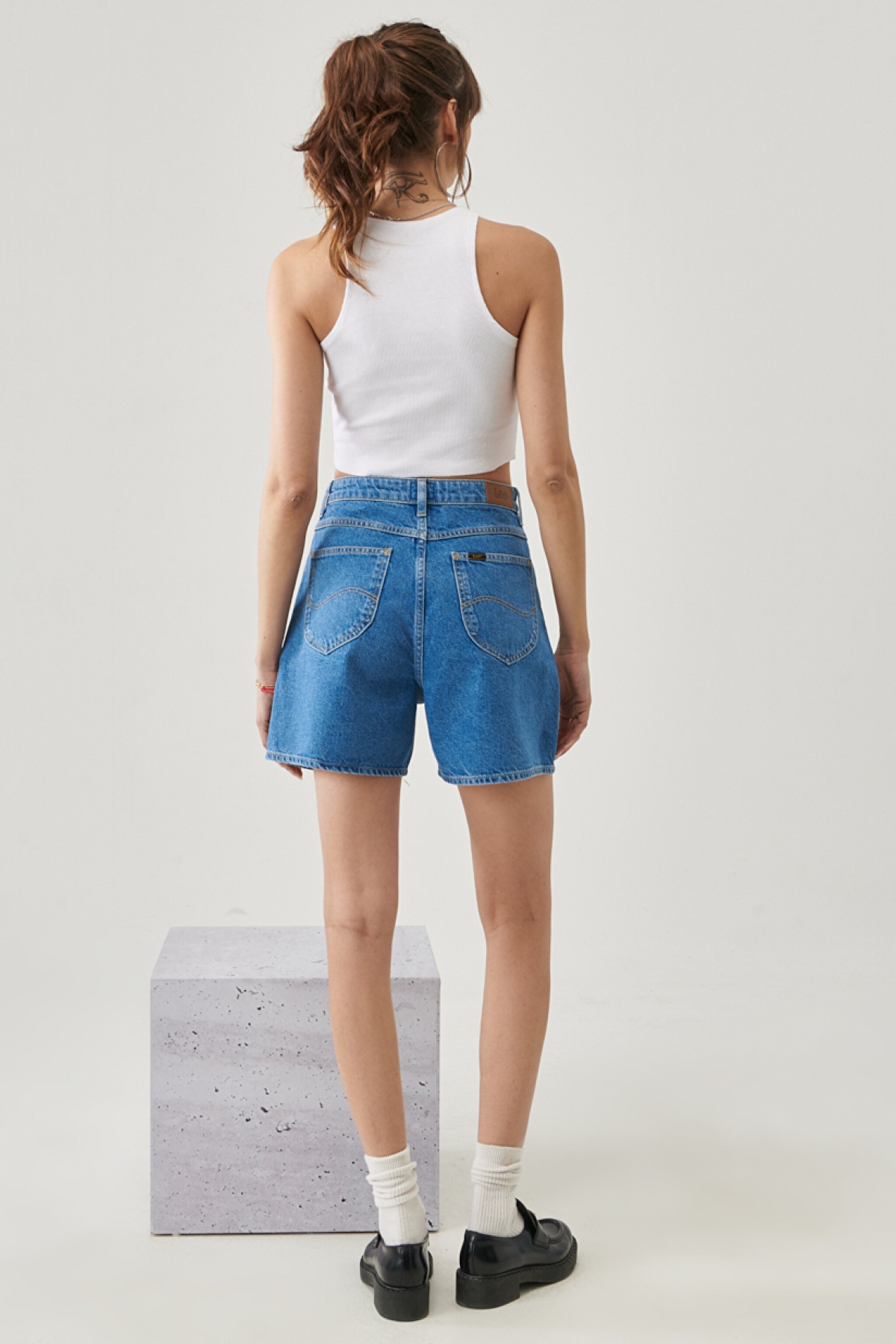 Stella Regular Fit Rahat Kesim %100 Pamuk 5 Cep Jean Şort - Stonewash Ava-L37EOMTU (görsel 8)