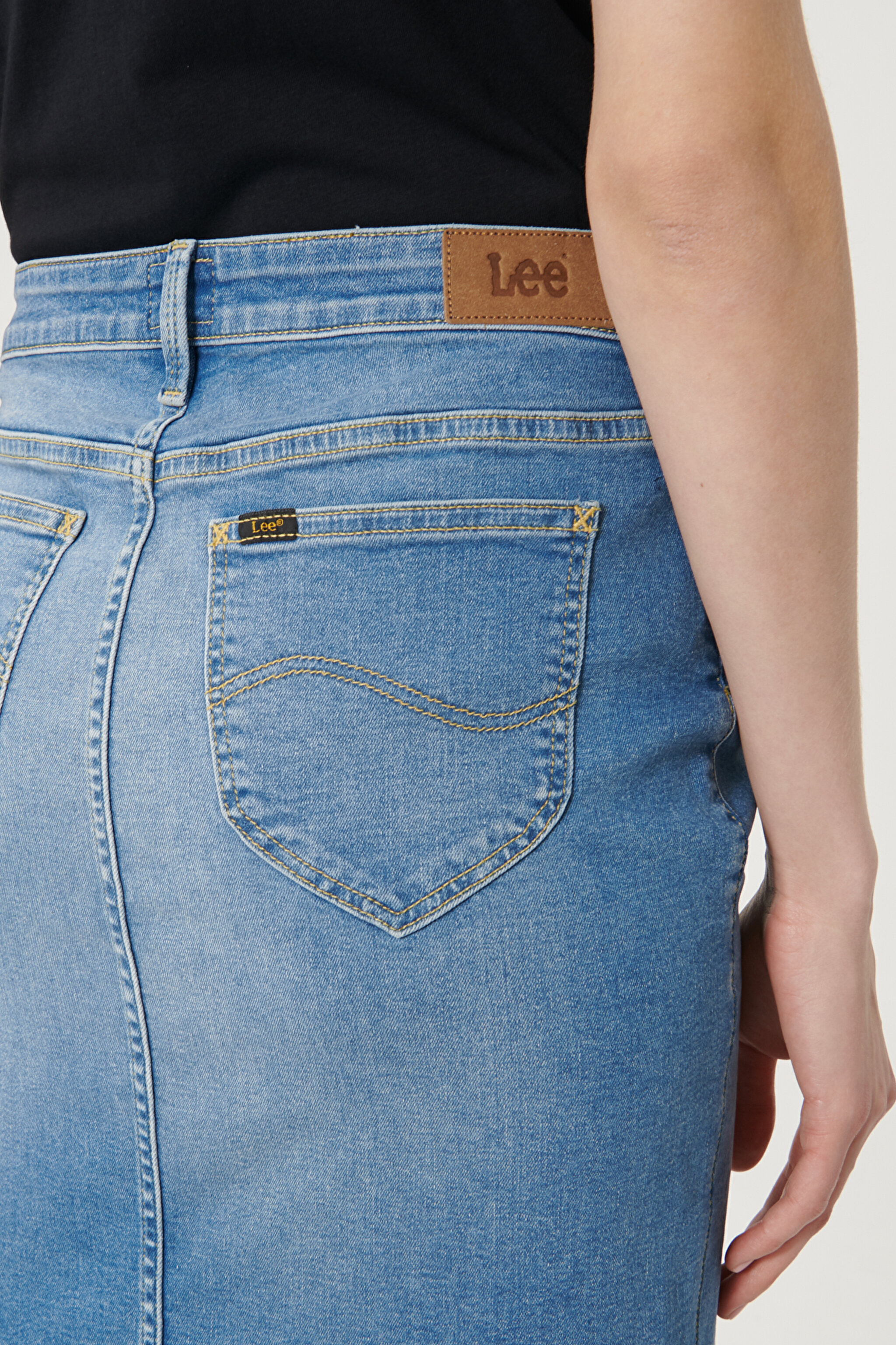 Regular Fit Denim Kot Etek - Light Blue-L38GQDXJ (görsel 5)