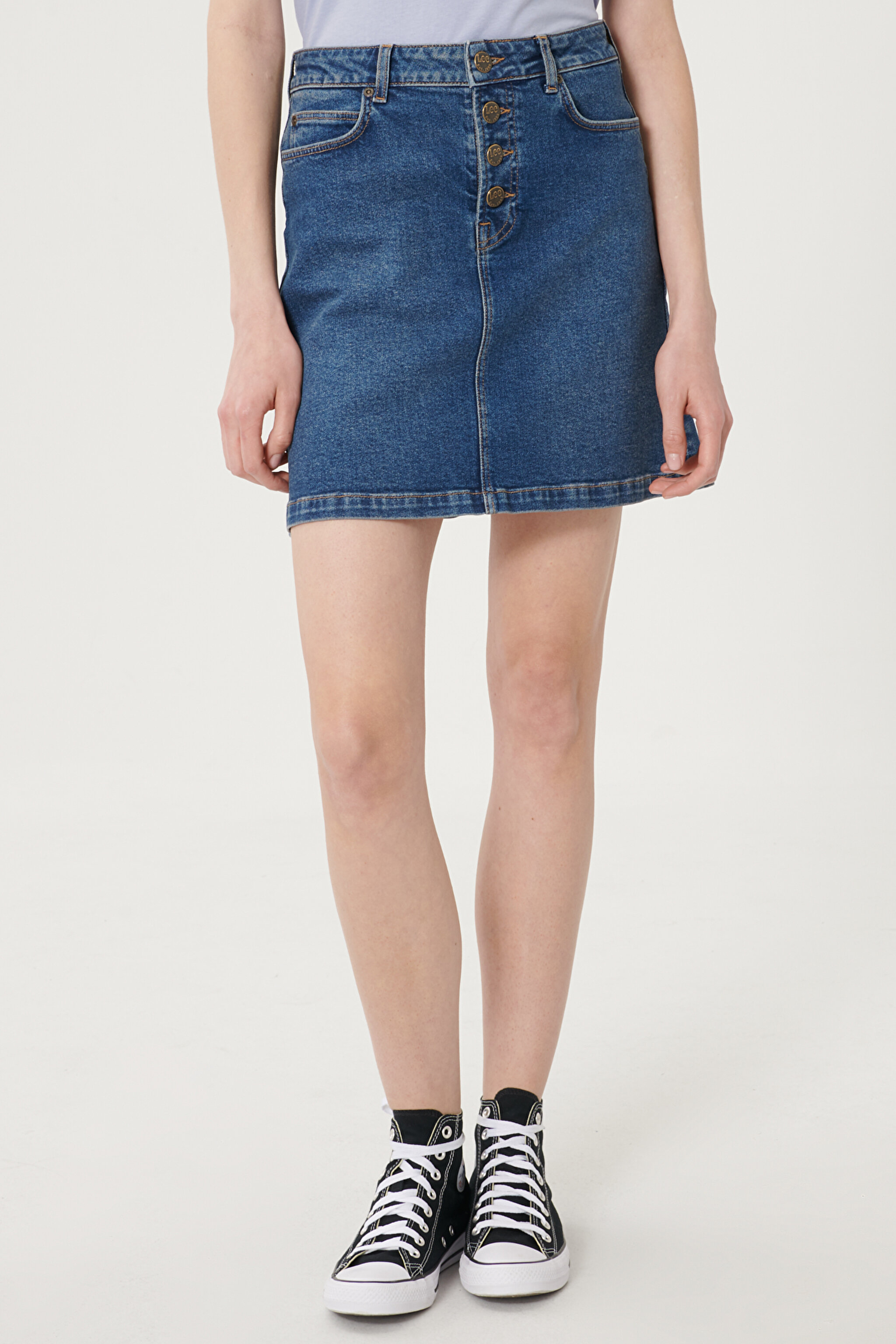 Regular Fit Denim Kot Etek - Dark Blue-L38MMWMN (görsel 2)