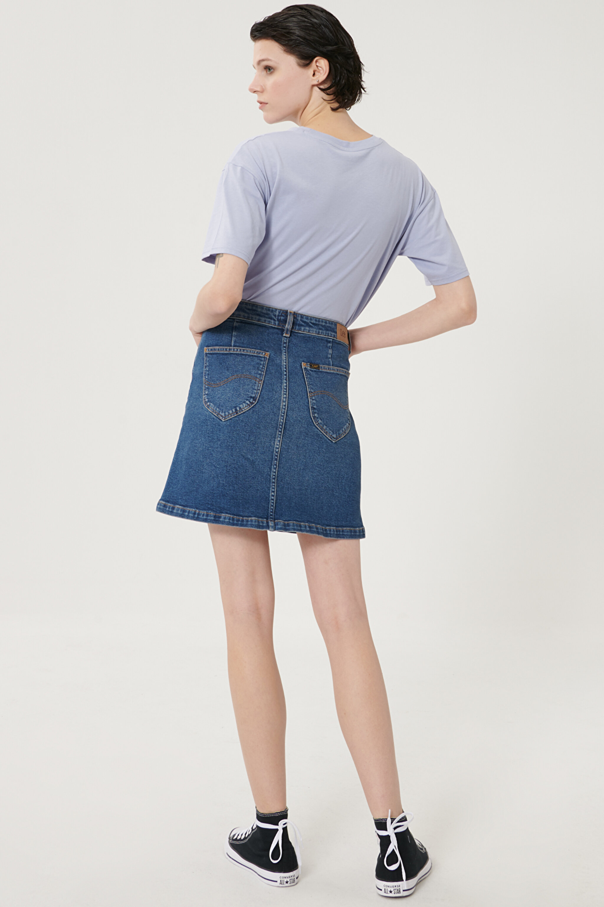 Regular Fit Denim Kot Etek - Dark Blue-L38MMWMN (görsel 3)
