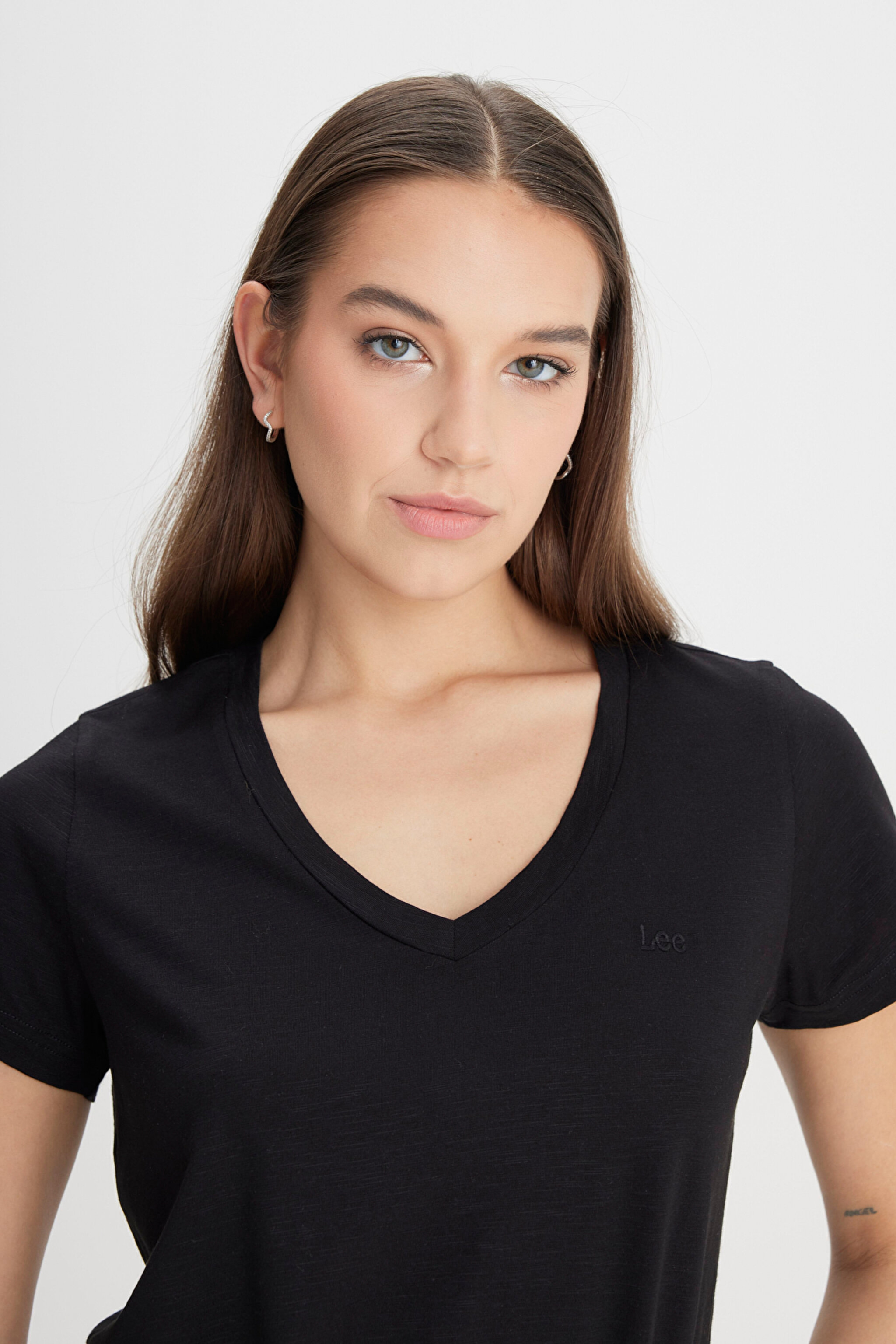 Regular Fit Rahat Kesim V Yaka Tişört - Black-L41JEN01 (görsel 2)