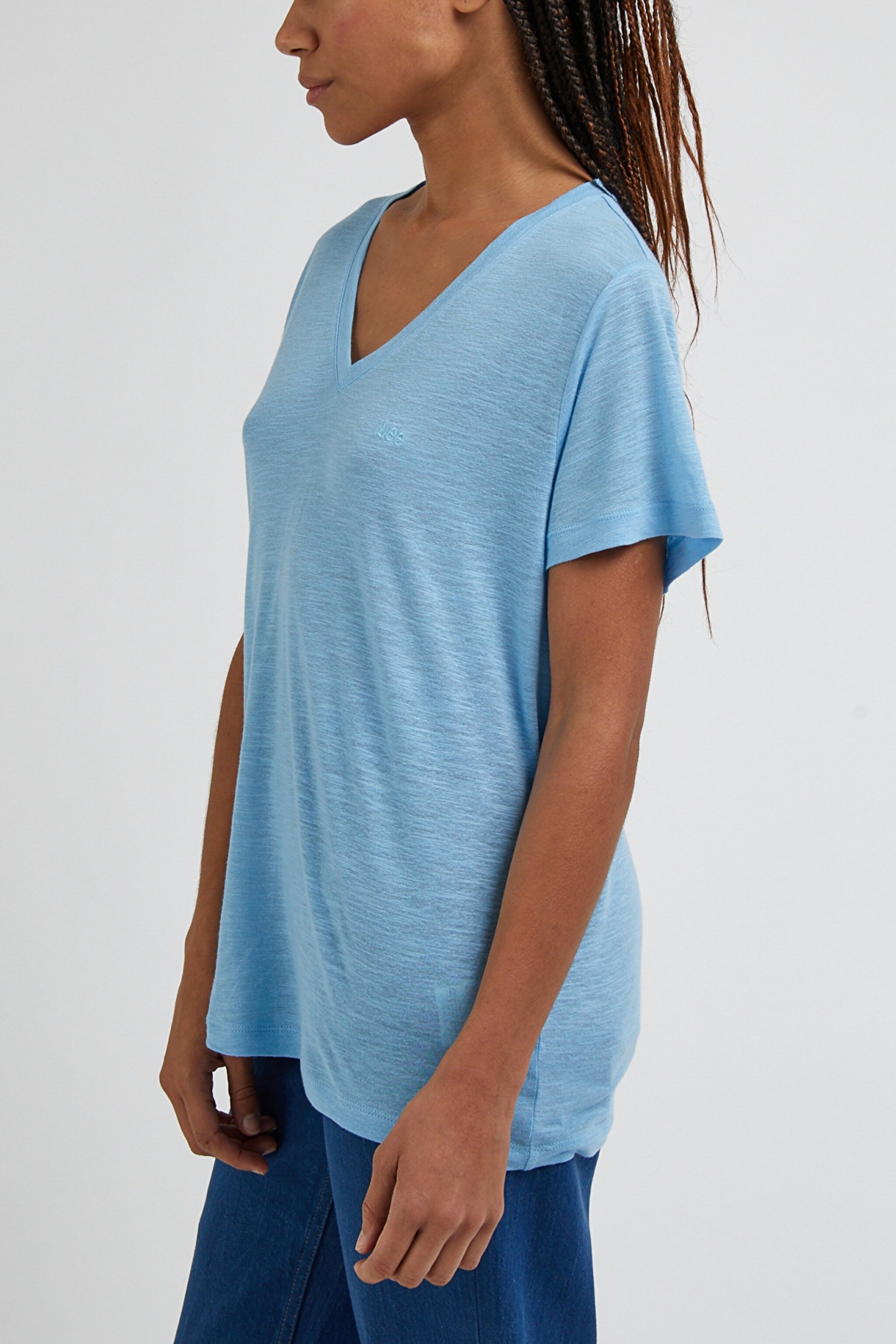 Regular Fit Normal Kesim %100 Pamuk Bisiklet Yaka Tişört - Shasta Blue-L41JENA32 (görsel 3)