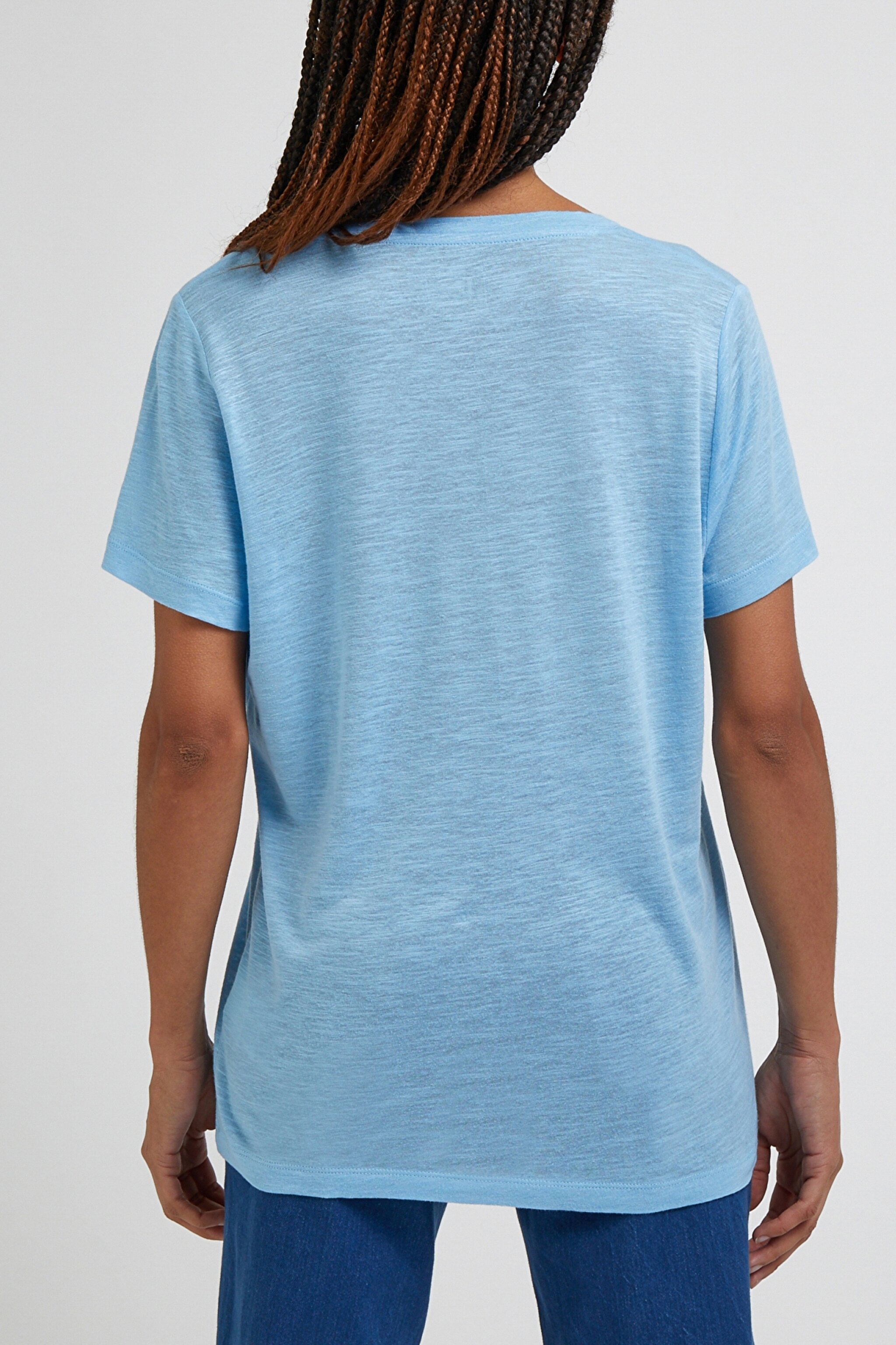 Regular Fit Normal Kesim %100 Pamuk Bisiklet Yaka Tişört - Shasta Blue-L41JENA32 (görsel 4)