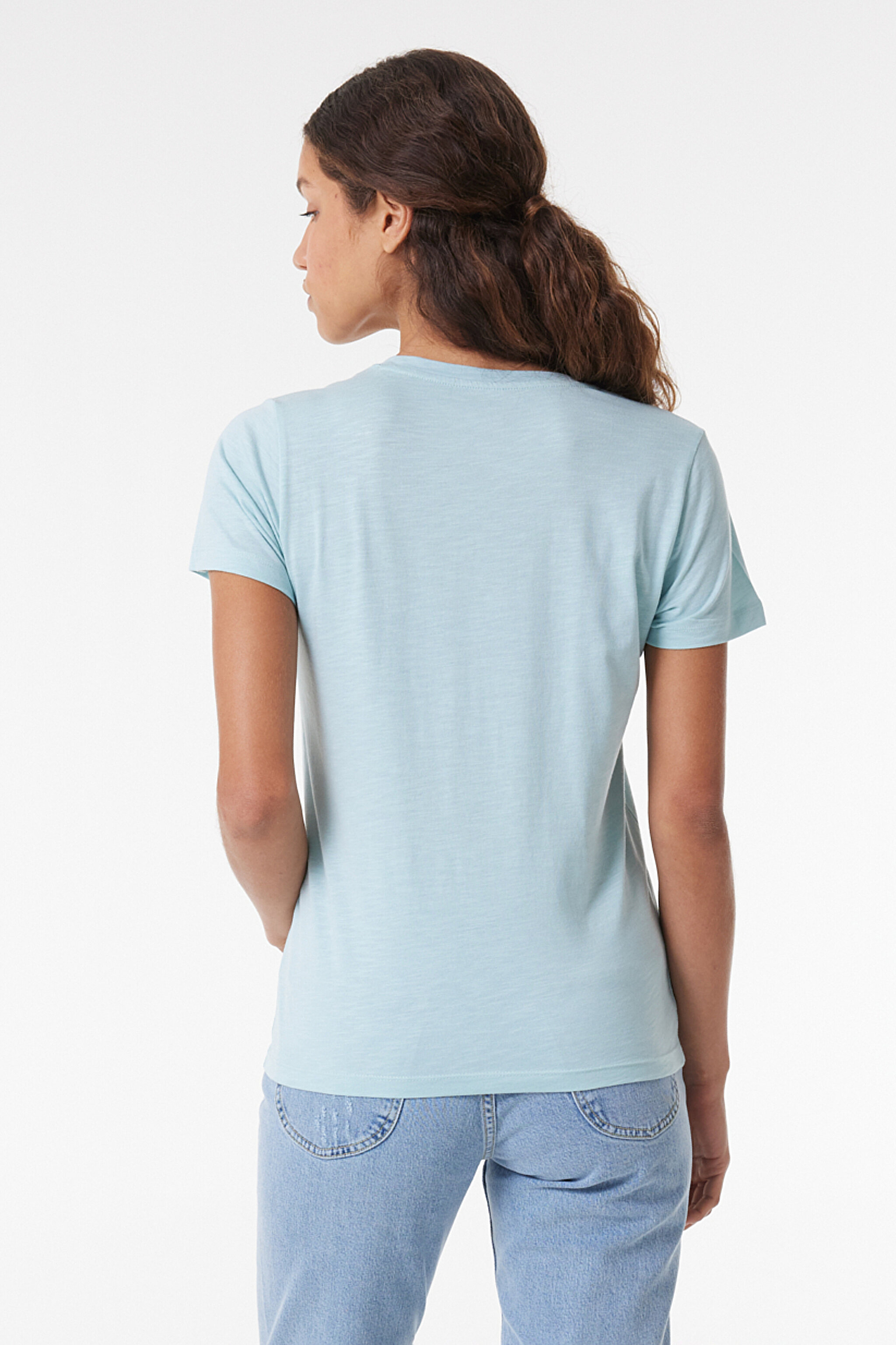 Regular Fit Rahat Kesim V Yaka Tişört - Sea Green-L41JENUL (görsel 5)