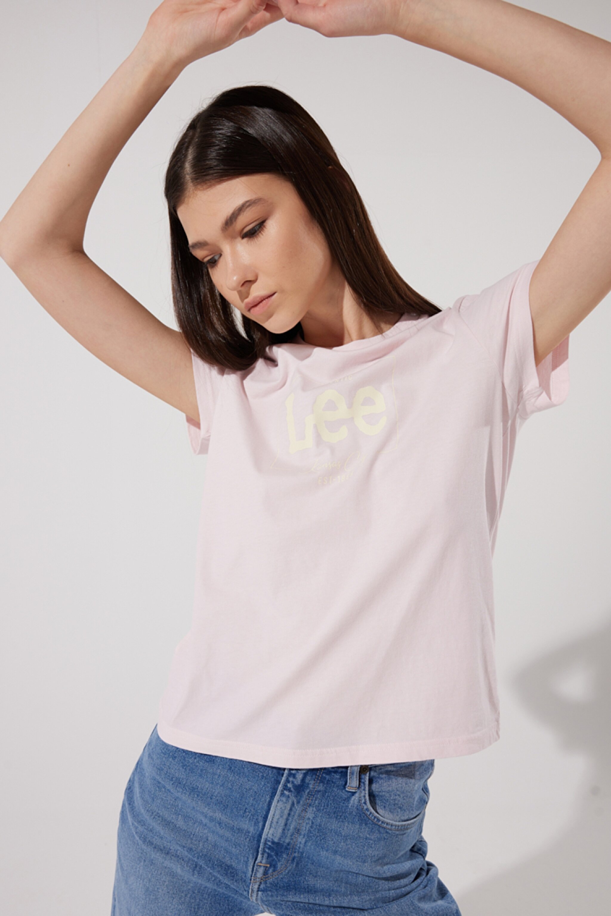Regular Fit Normal Kesim %100 Pamuk Bisiklet Yaka Logolu Tişört - Pale Lilac-L42LEHSU