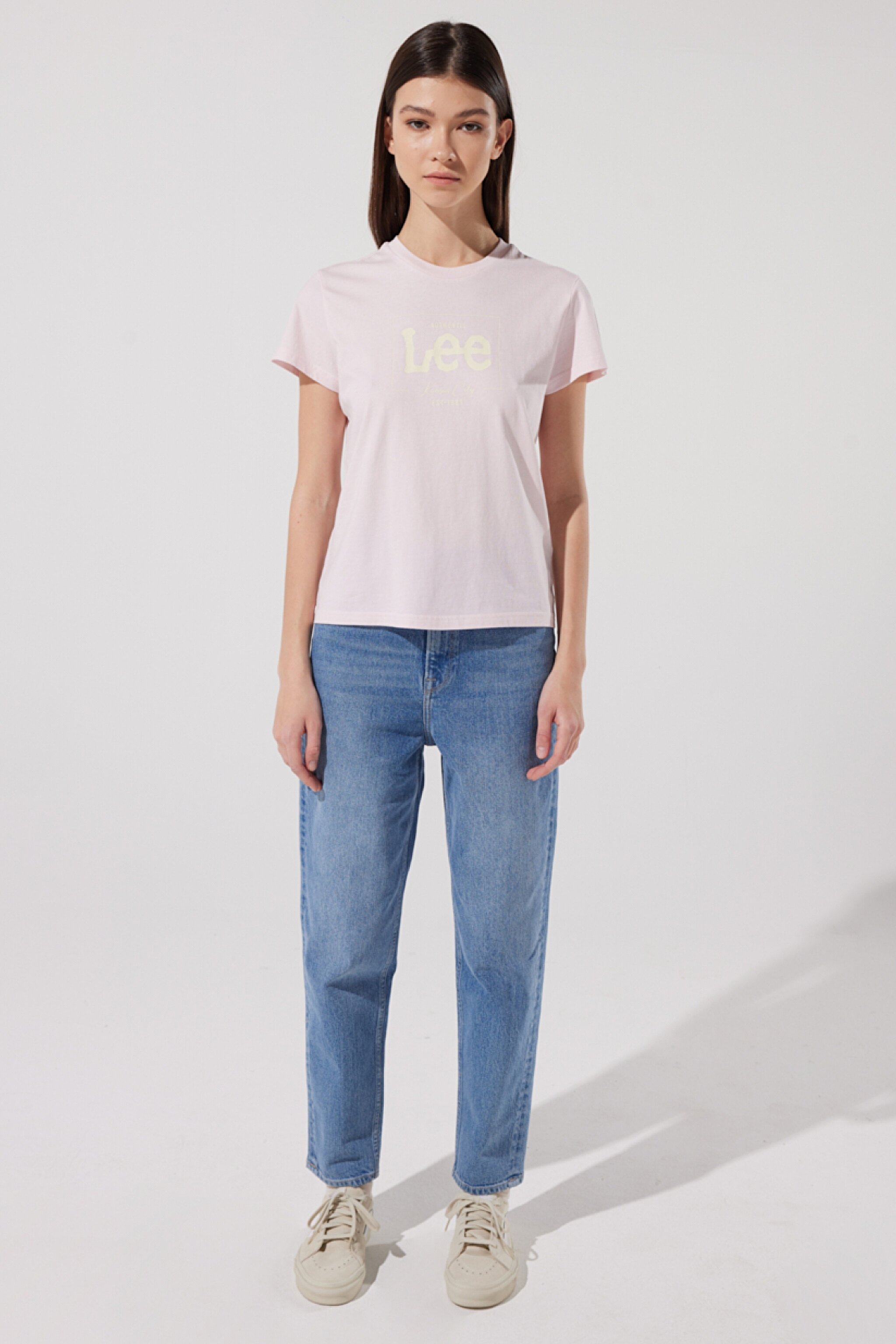 Regular Fit Normal Kesim %100 Pamuk Bisiklet Yaka Logolu Tişört - Pale Lilac-L42LEHSU (görsel 4)