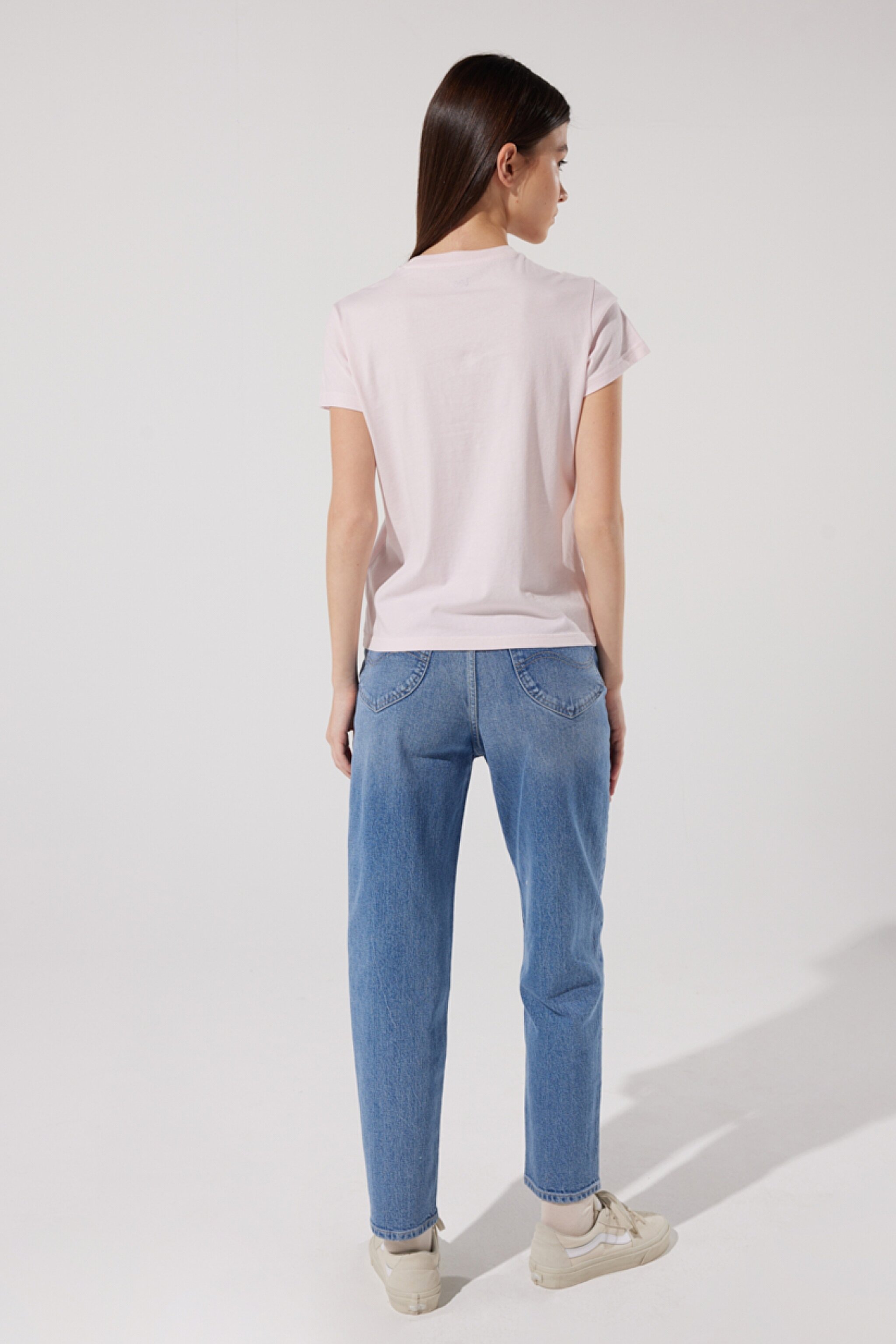 Regular Fit Normal Kesim %100 Pamuk Bisiklet Yaka Logolu Tişört - Pale Lilac-L42LEHSU (görsel 7)