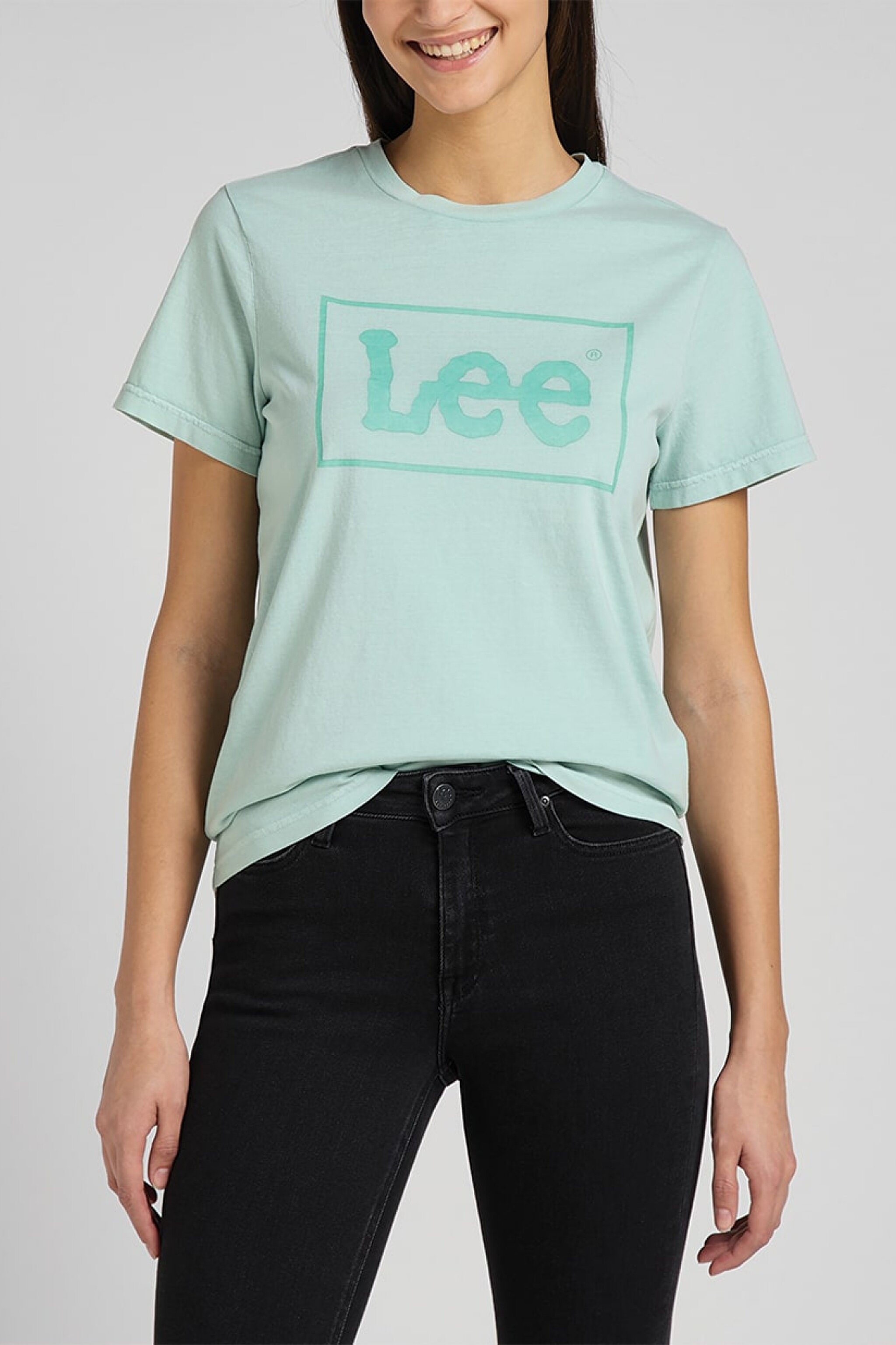 Slim Fit Dar Kesim Bisiklet Yaka Kısa Kollu Tişört - Sea Green-L44PUZUL