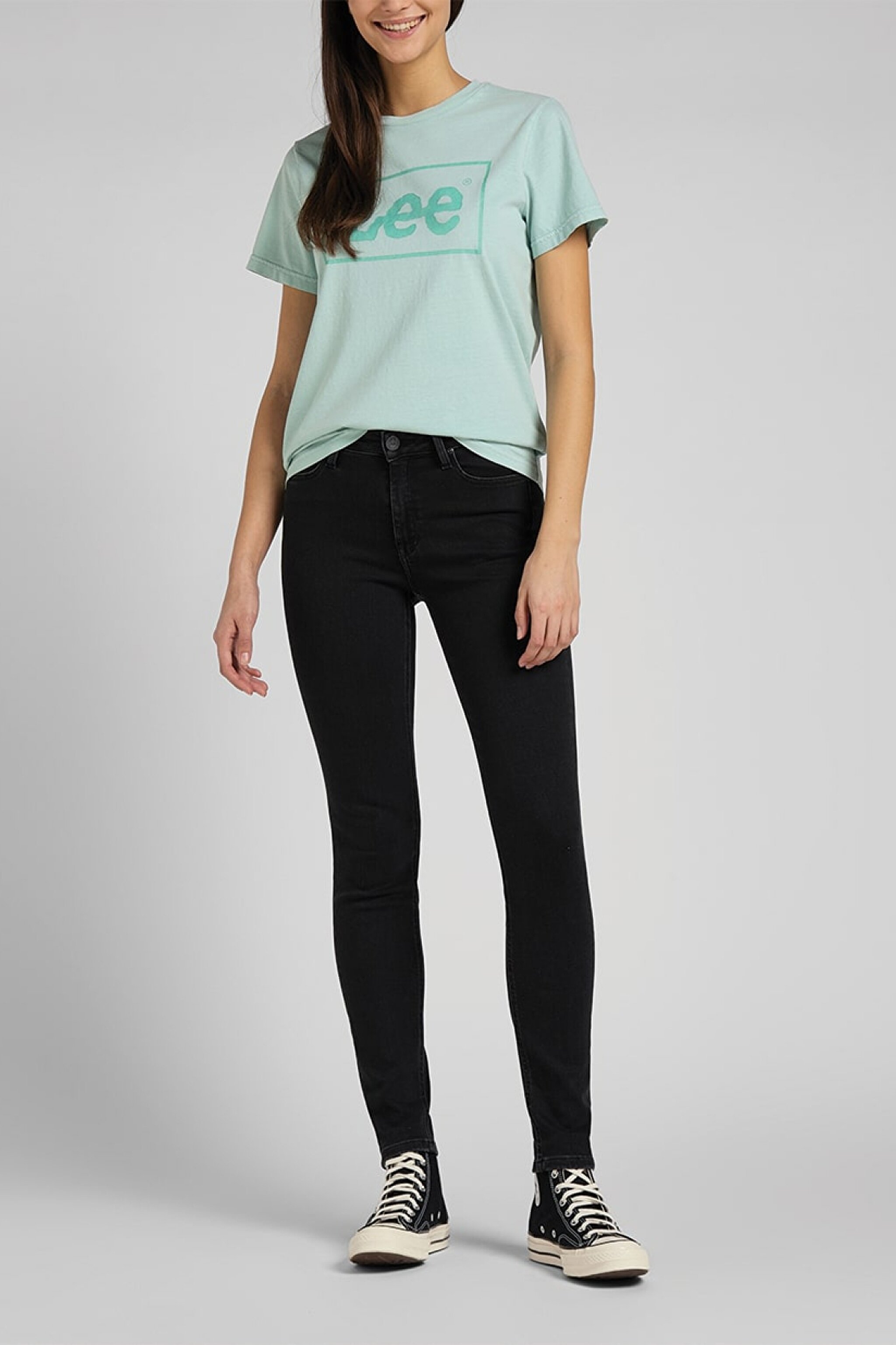 Slim Fit Dar Kesim Bisiklet Yaka Kısa Kollu Tişört - Sea Green-L44PUZUL (görsel 5)