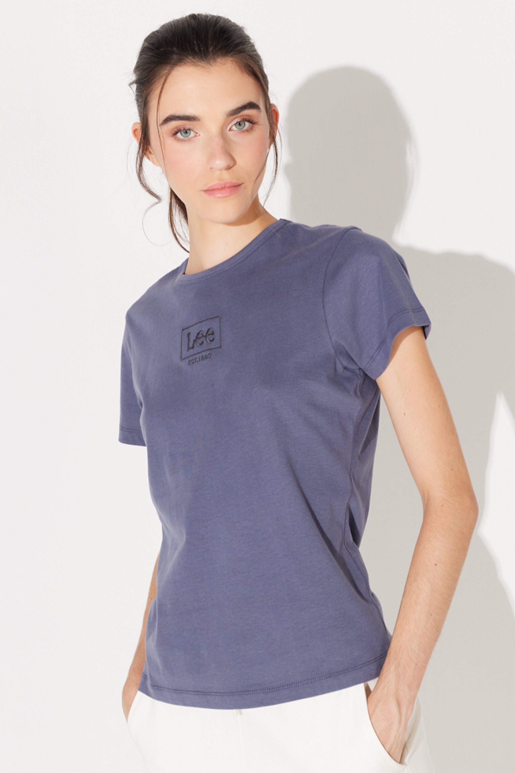 Slim Fit Dar Kesim %100 Pamuk Bisiklet Yaka Tişört - Washed Grey-L44WYGTX