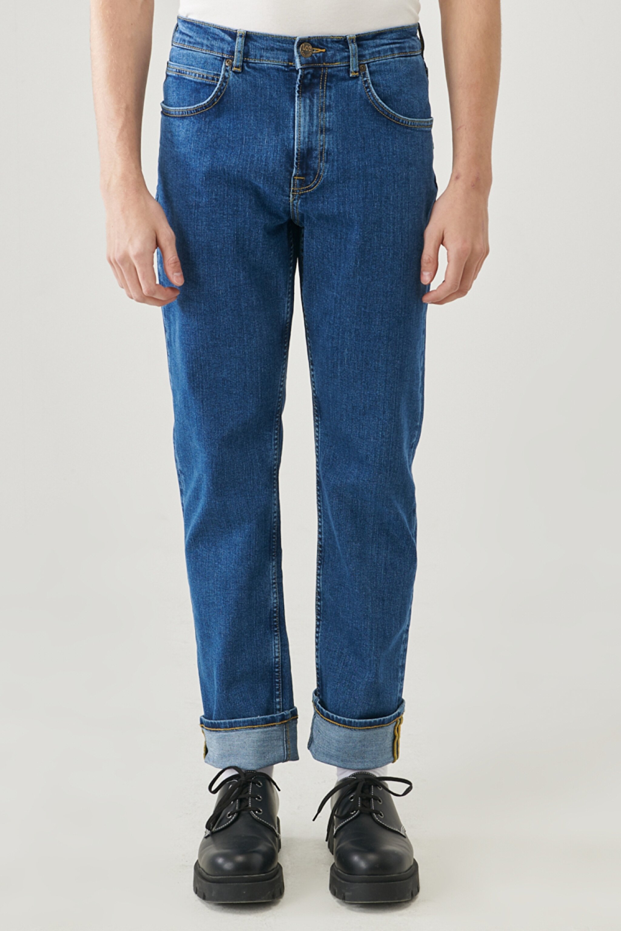 Brooklyn Straight Yüksek Bel Esnek Jean Pantolon - Mid Stonewash-L452PXKX