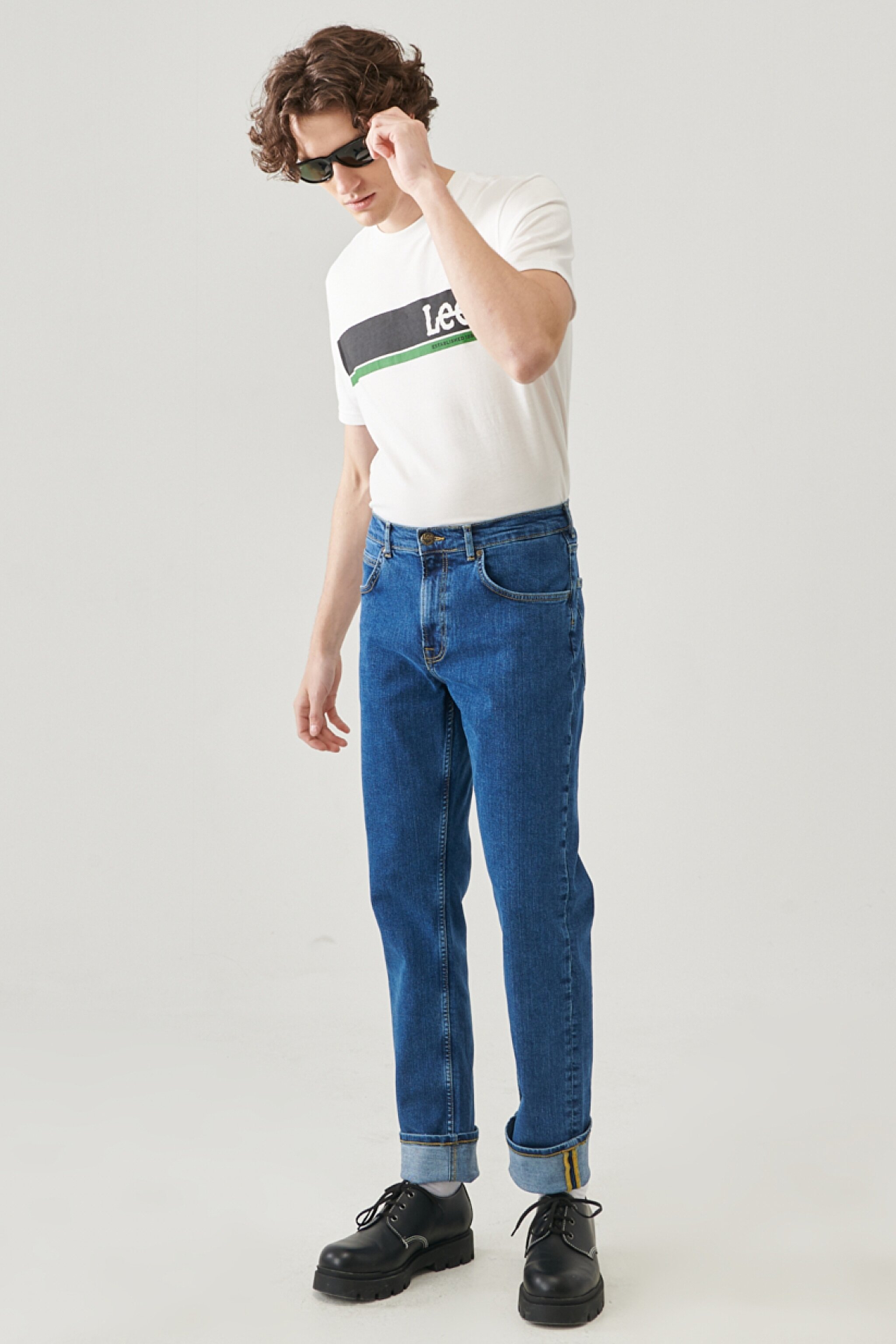 Brooklyn Straight Yüksek Bel Esnek Jean Pantolon - Mid Stonewash-L452PXKX (görsel 5)