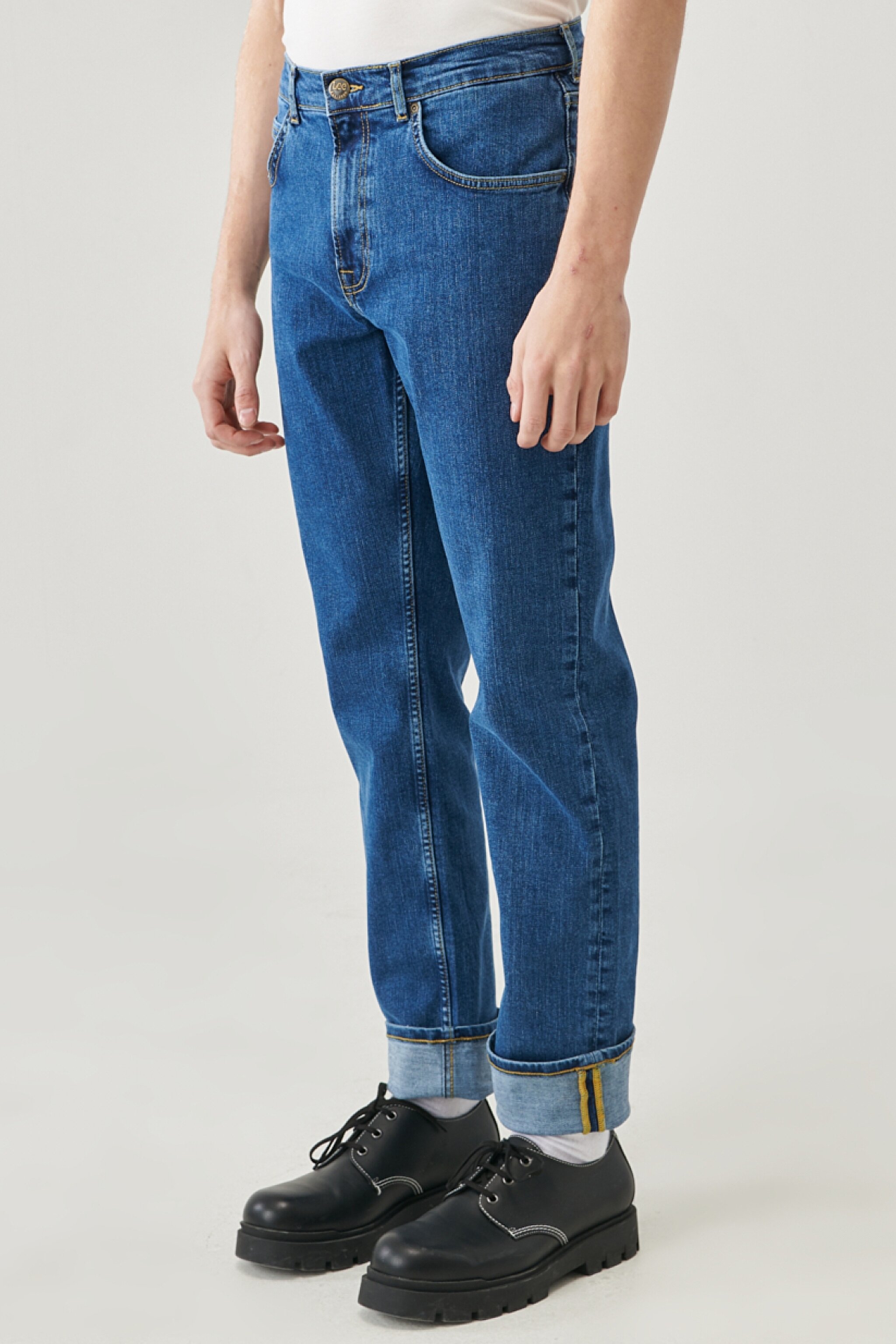Brooklyn Straight Yüksek Bel Esnek Jean Pantolon - Mid Stonewash-L452PXKX (görsel 6)