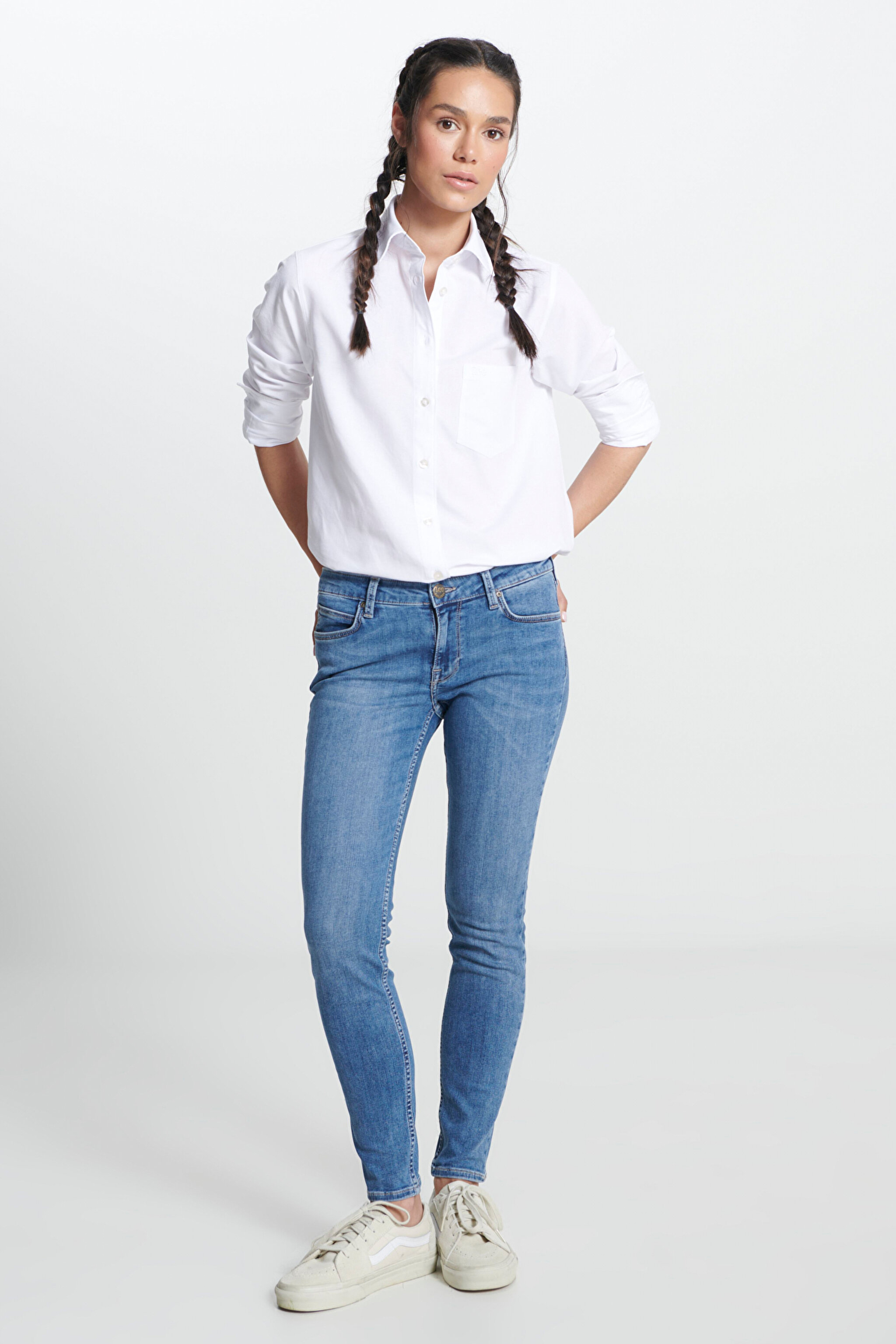 Scarlett Skinny Fit Dar Kesim Yüksek Bel Esnek Jean Kot Pantolon - Mid Worn-L526CGMZ
