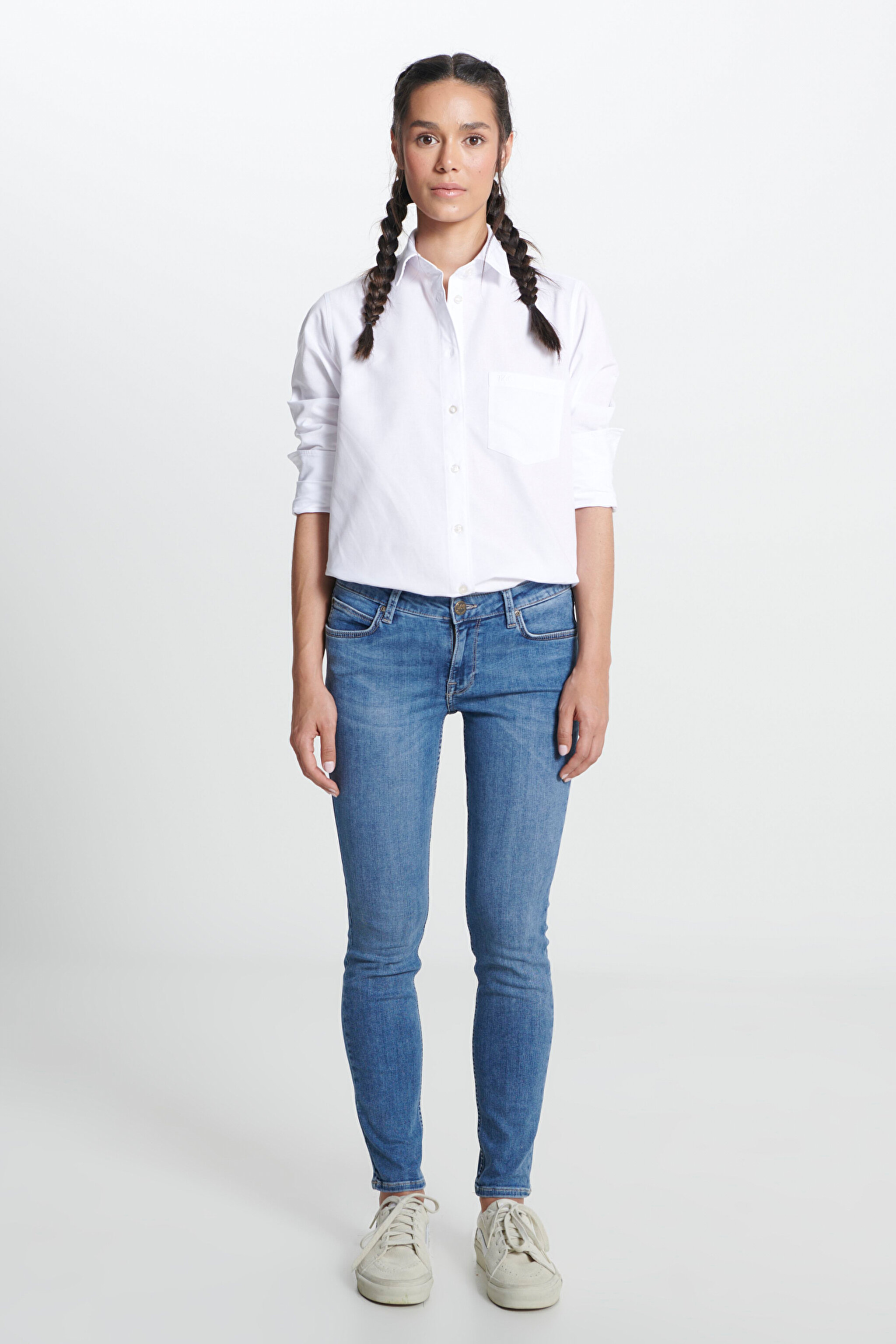 Scarlett Skinny Fit Dar Kesim Yüksek Bel Esnek Jean Kot Pantolon - Mid Worn-L526CGMZ (görsel 2)