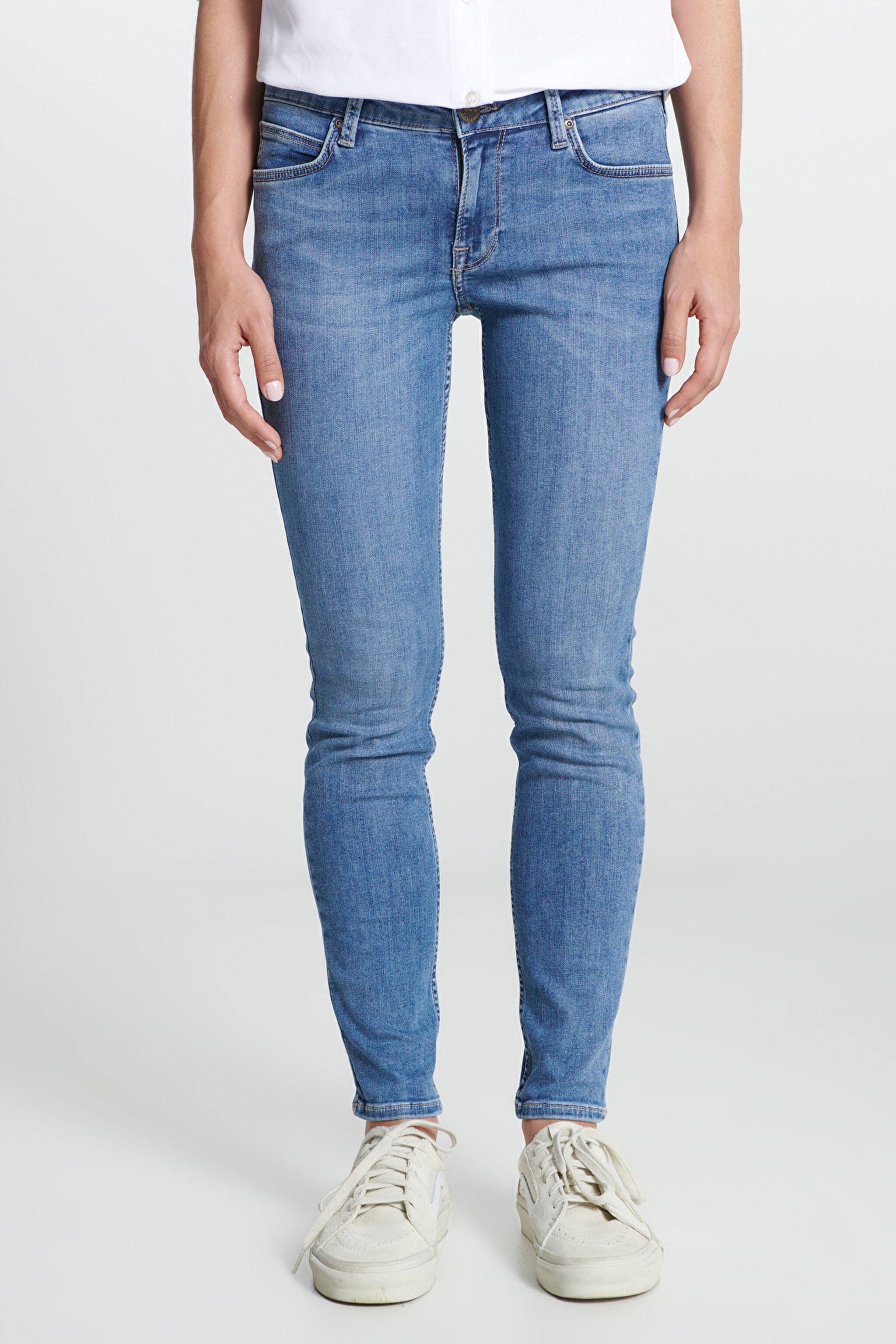 Scarlett Skinny Fit Dar Kesim Yüksek Bel Esnek Jean Kot Pantolon - Mid Worn-L526CGMZ (görsel 4)