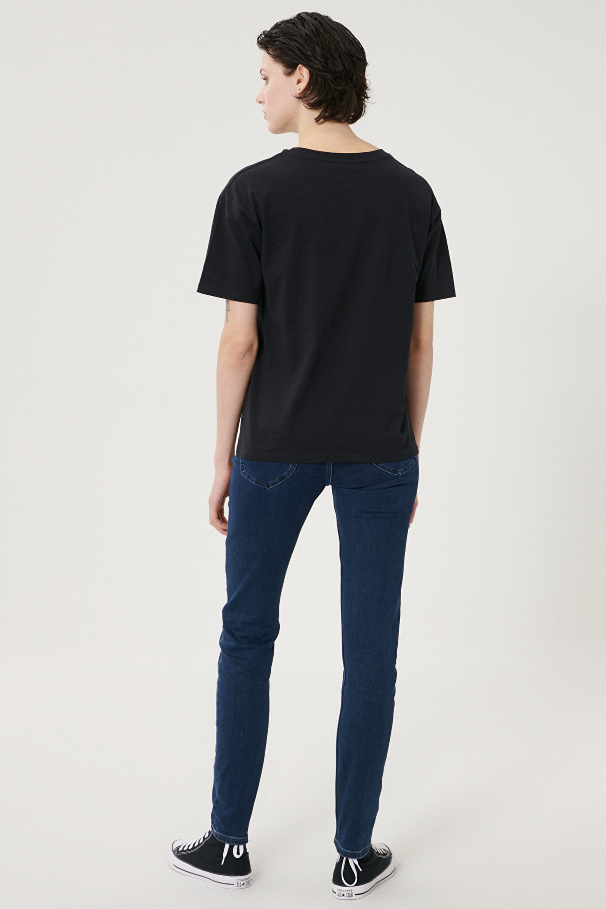Scarlett Skinny Fit Denim Esnek Jean Kot Pantolon - Dark Blue-L526PHWV (görsel 3)