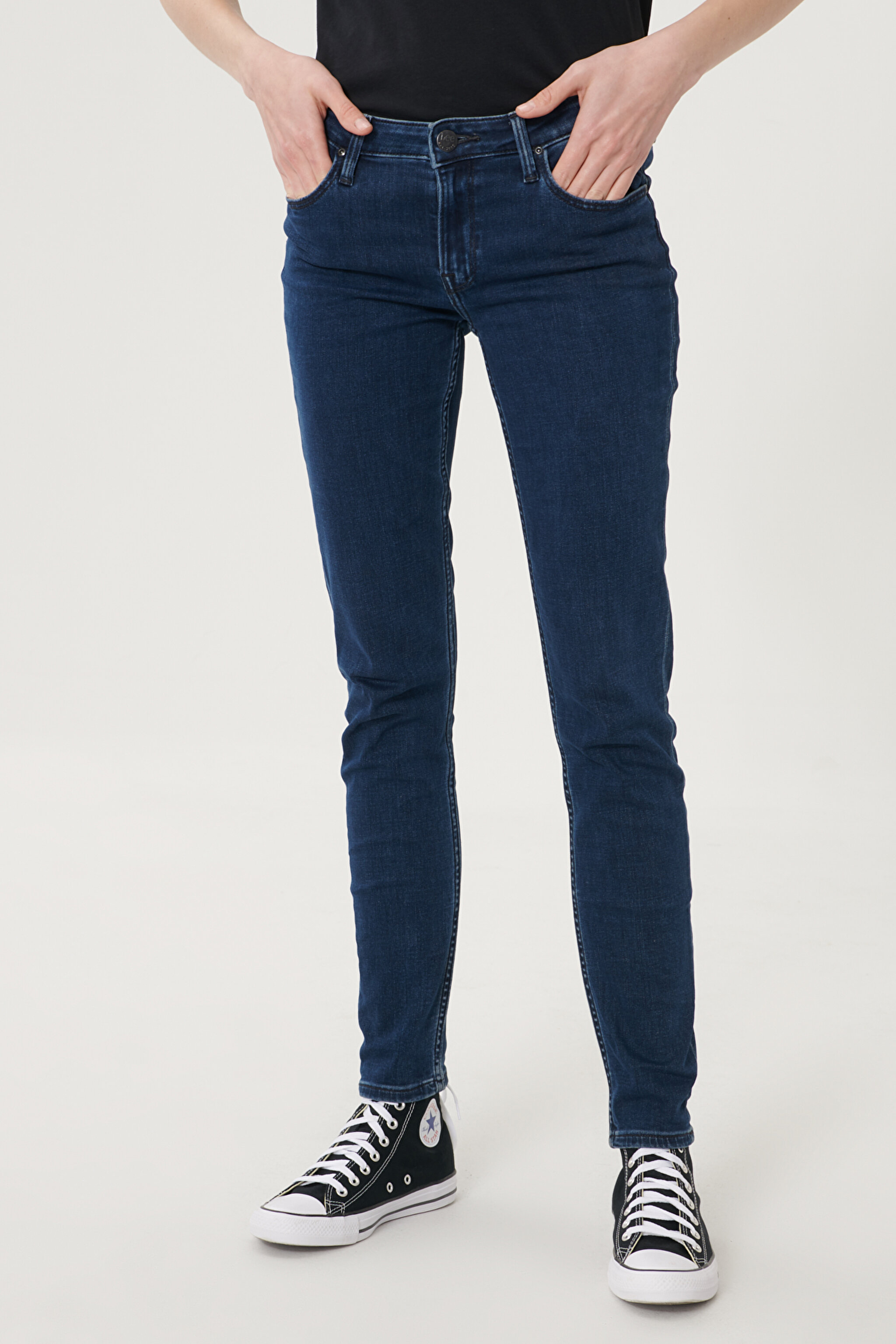 Scarlett Skinny Fit Denim Esnek Jean Kot Pantolon - Dark Blue-L526PHWV (görsel 5)